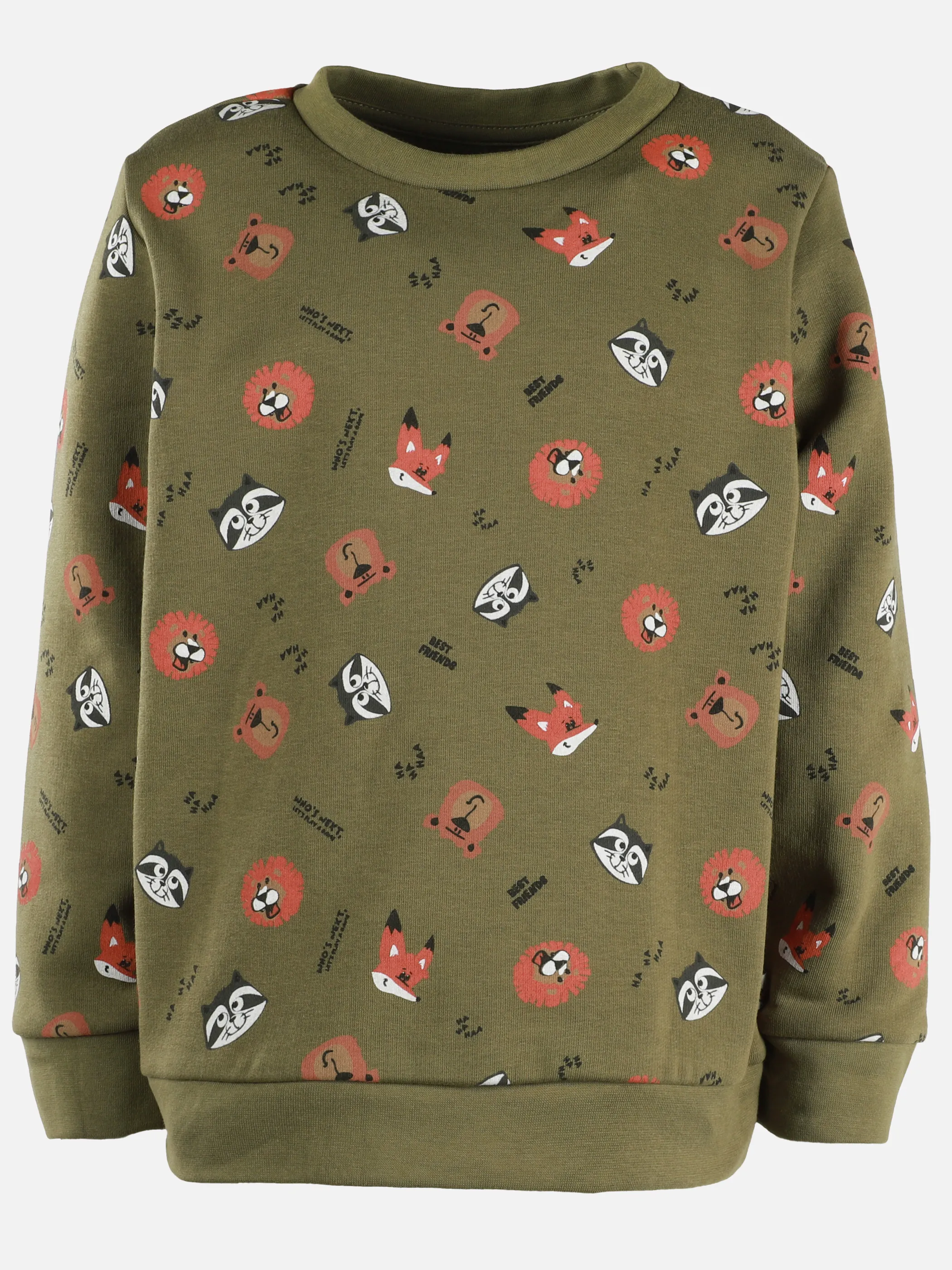 One Way KJ Sweatshirt mit Waschbär/Löwe/Bär AOP in grün Grün 913511 GRÜN 1