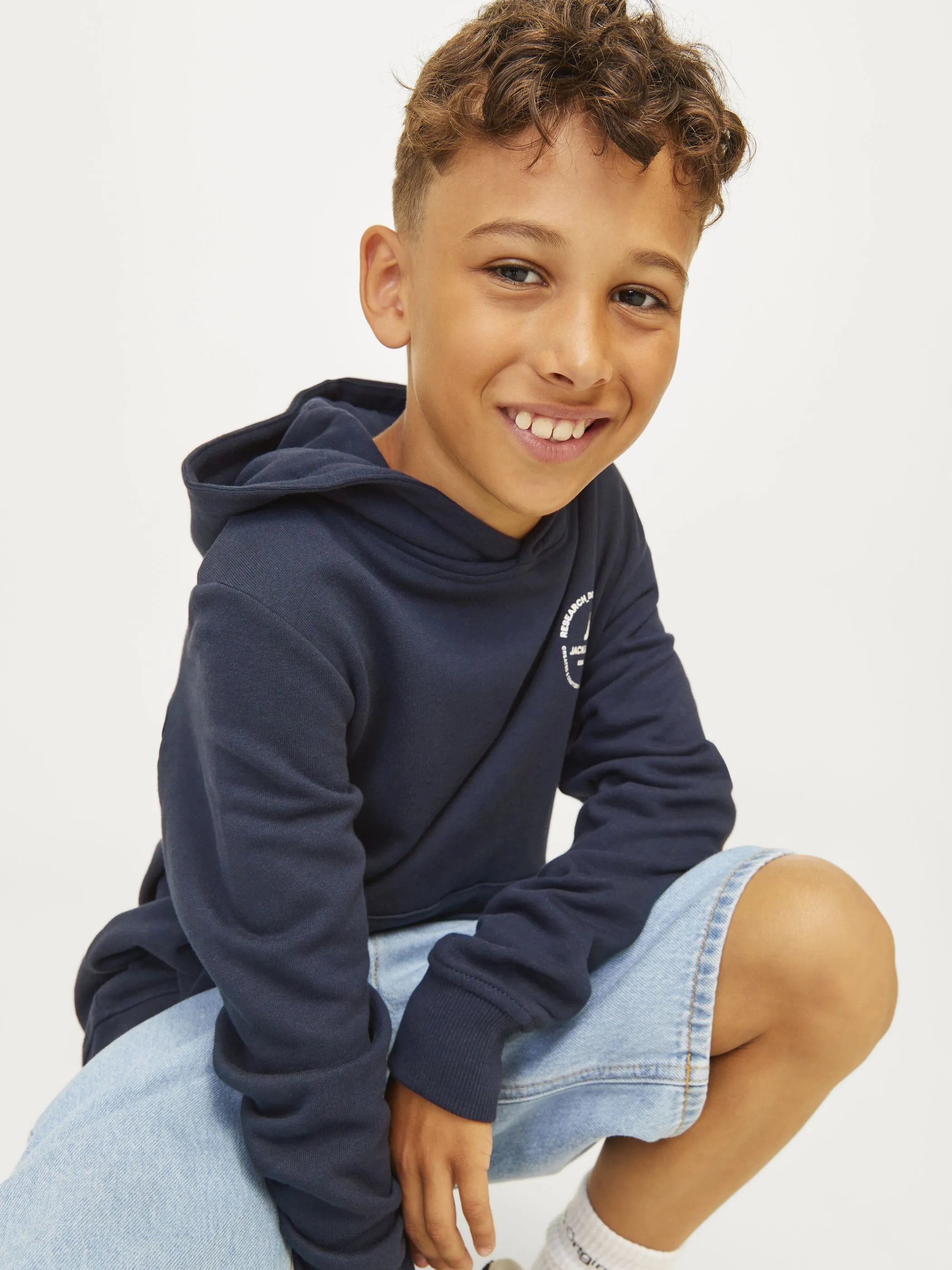 Jack&Jones Junior 12258968 JJESWIFT SWEAT HOOD N Blau 897111 175876