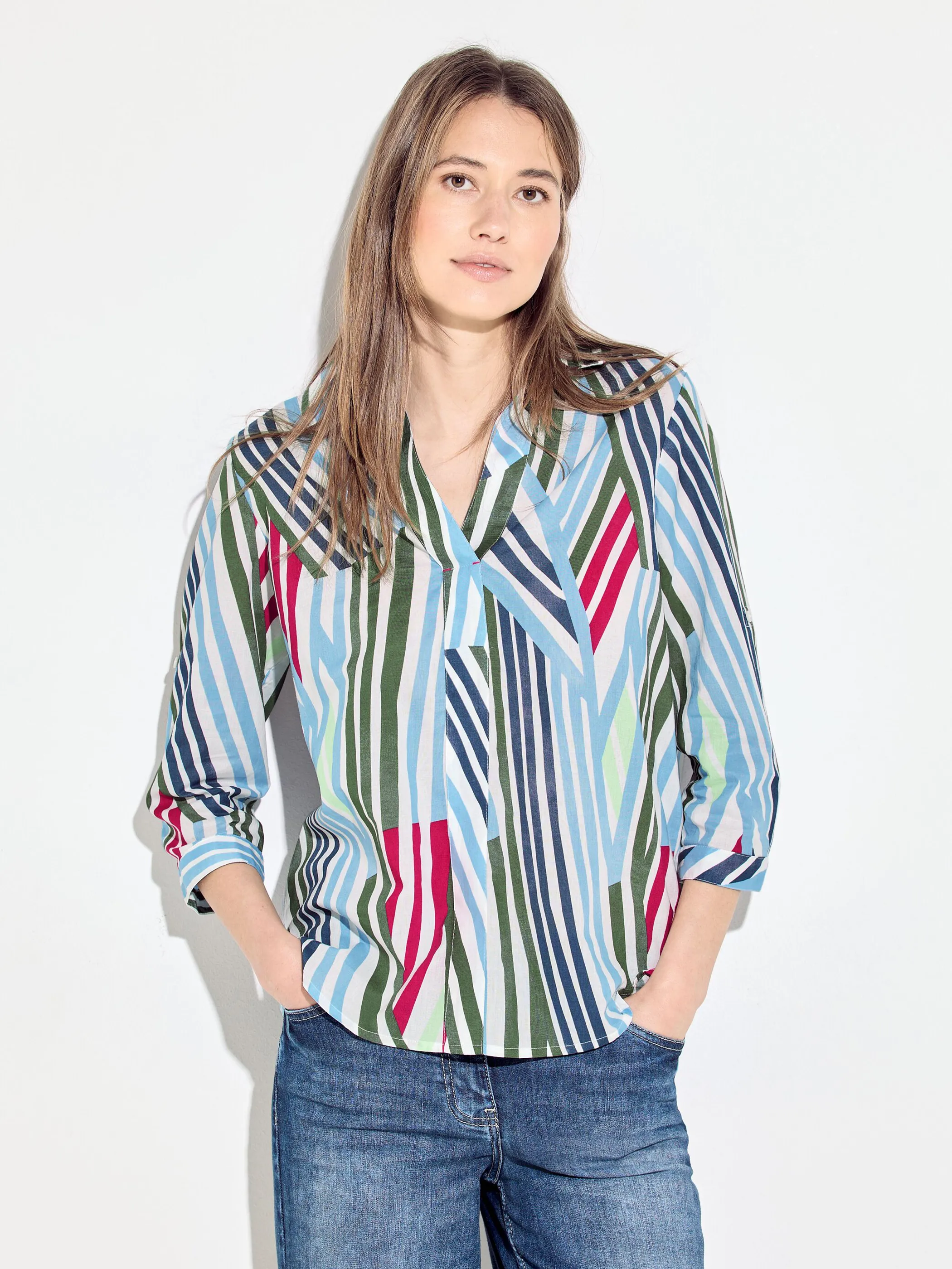 Cecil B344672 TOS Multicolor Light Cotton Blouse Weiß 897344 33474 4