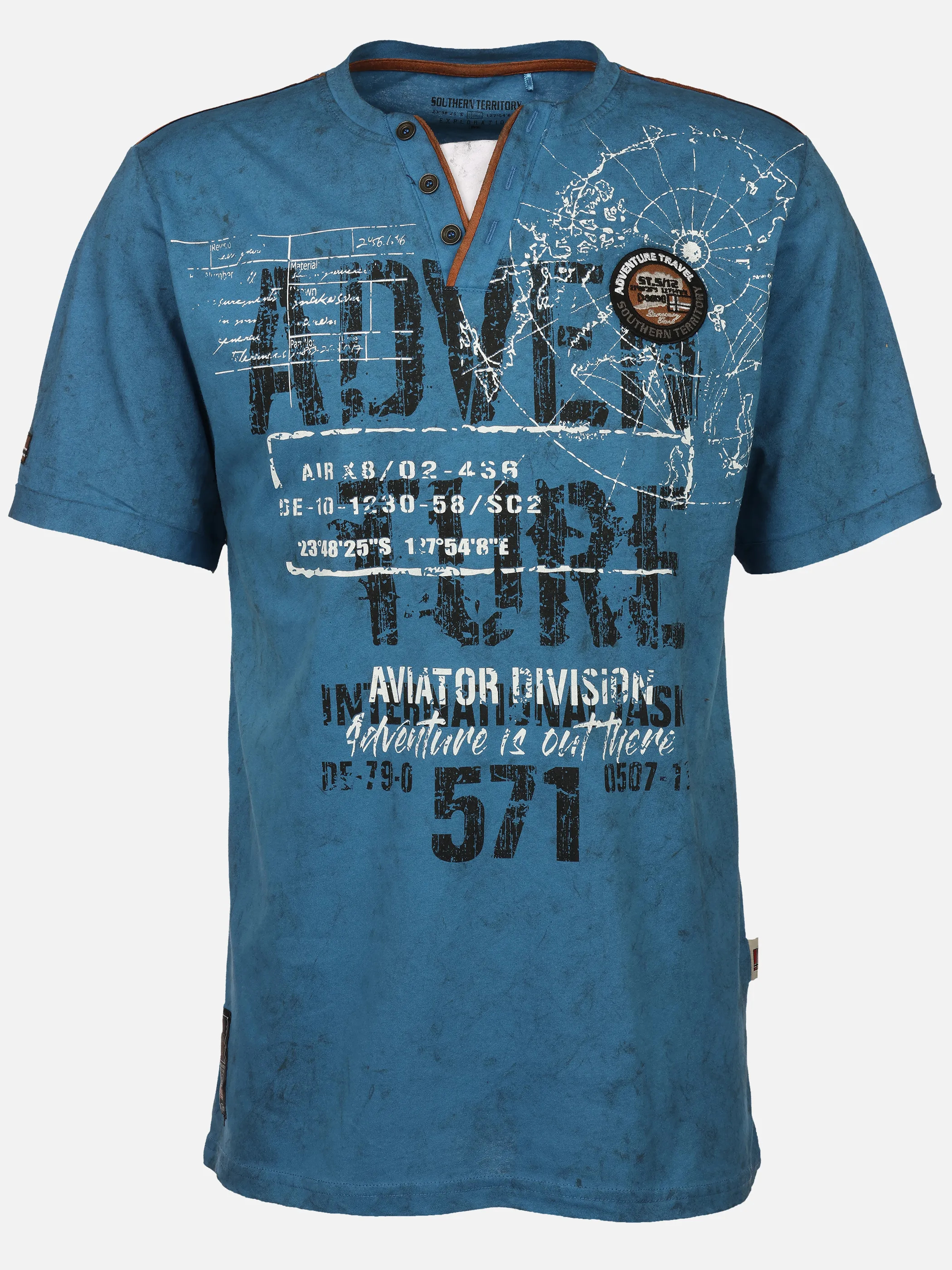 Southern Territory He. Henleyshirt 1/2 Arm print Blau 926170 NAVY 1