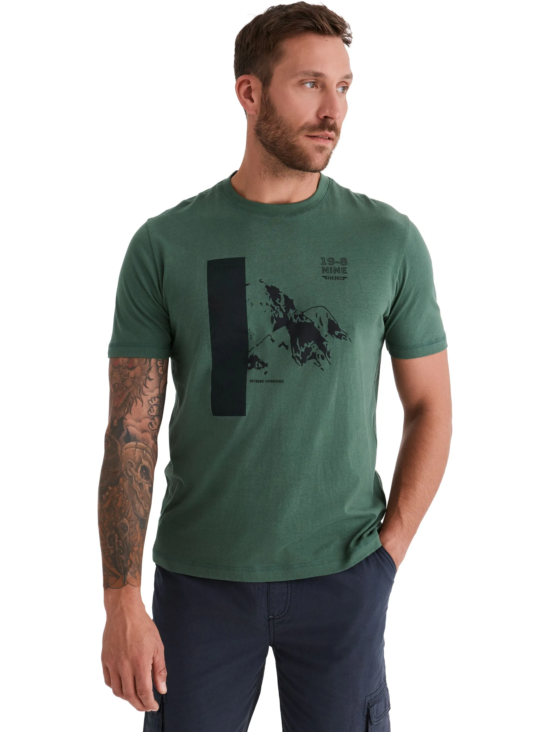 HERO by John Medoox 74306670005359 He. T-Shirt TIM,XXXL,g Grün 928347 5359 1