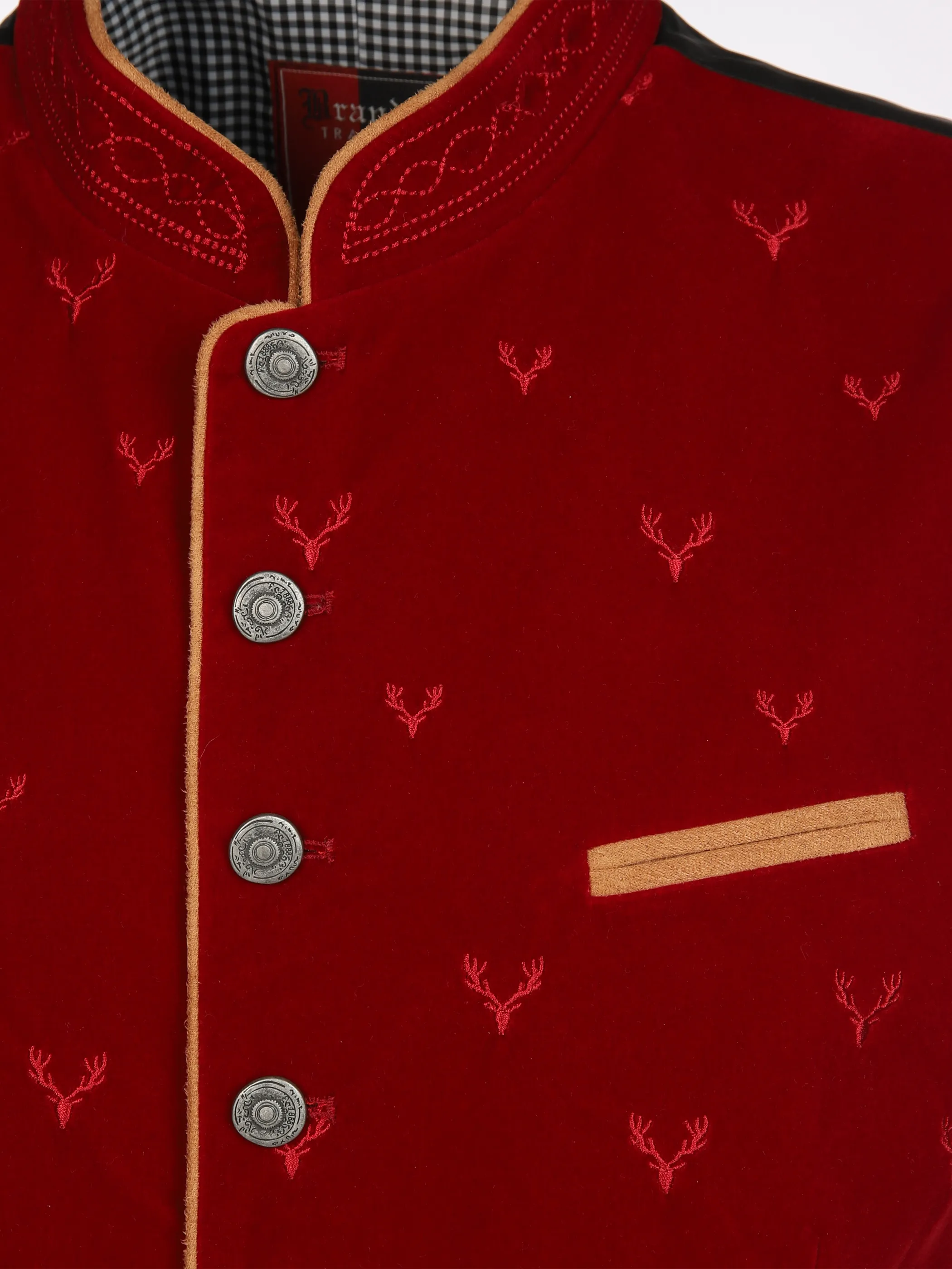 Brandl Tracht He. Samt-Trachtenweste Stickerei Rot 893521 RED 3