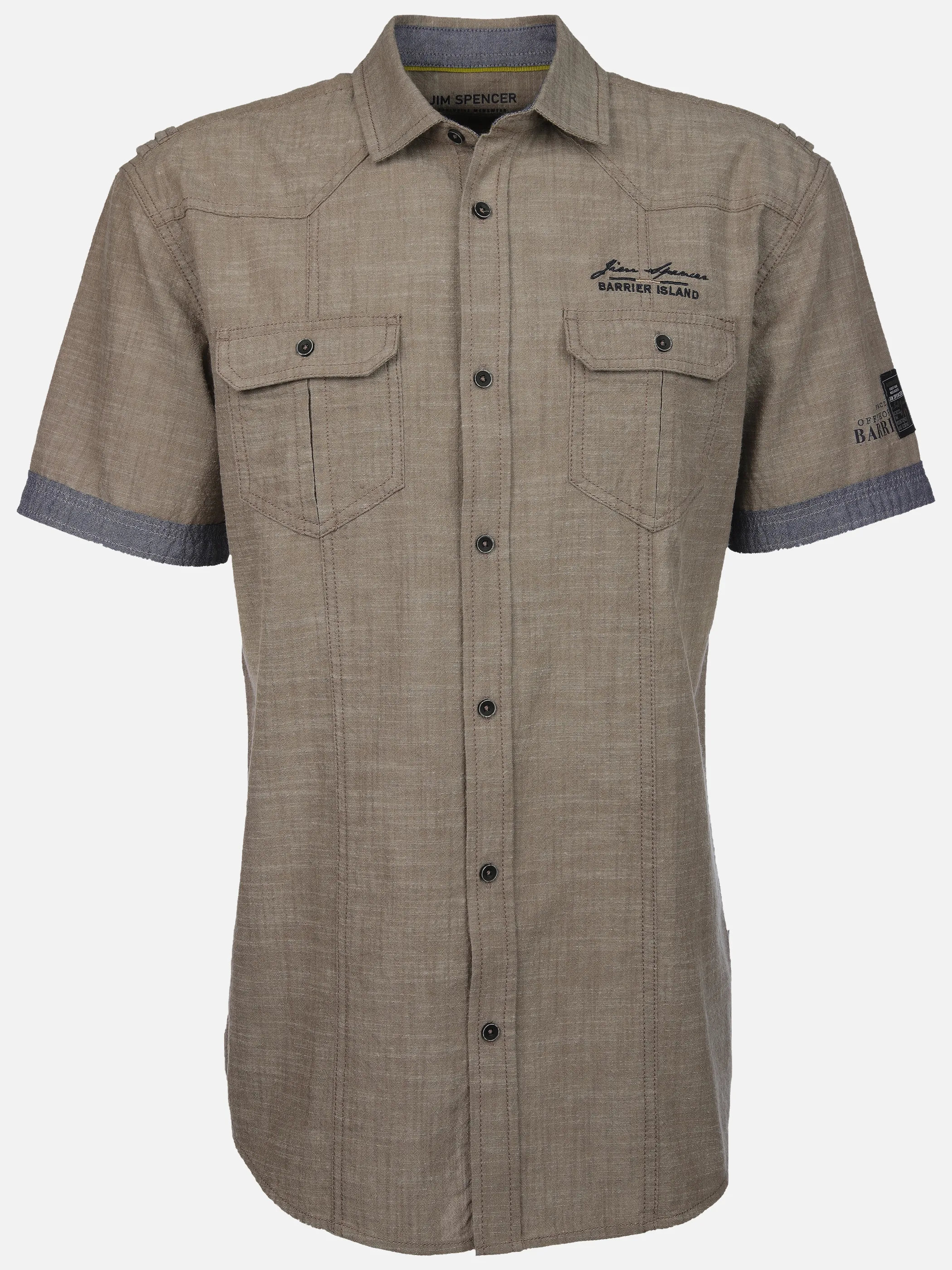 Jim Spencer He. Freizeithemd 1/2 Arm slub Beige 910899 SAND 1