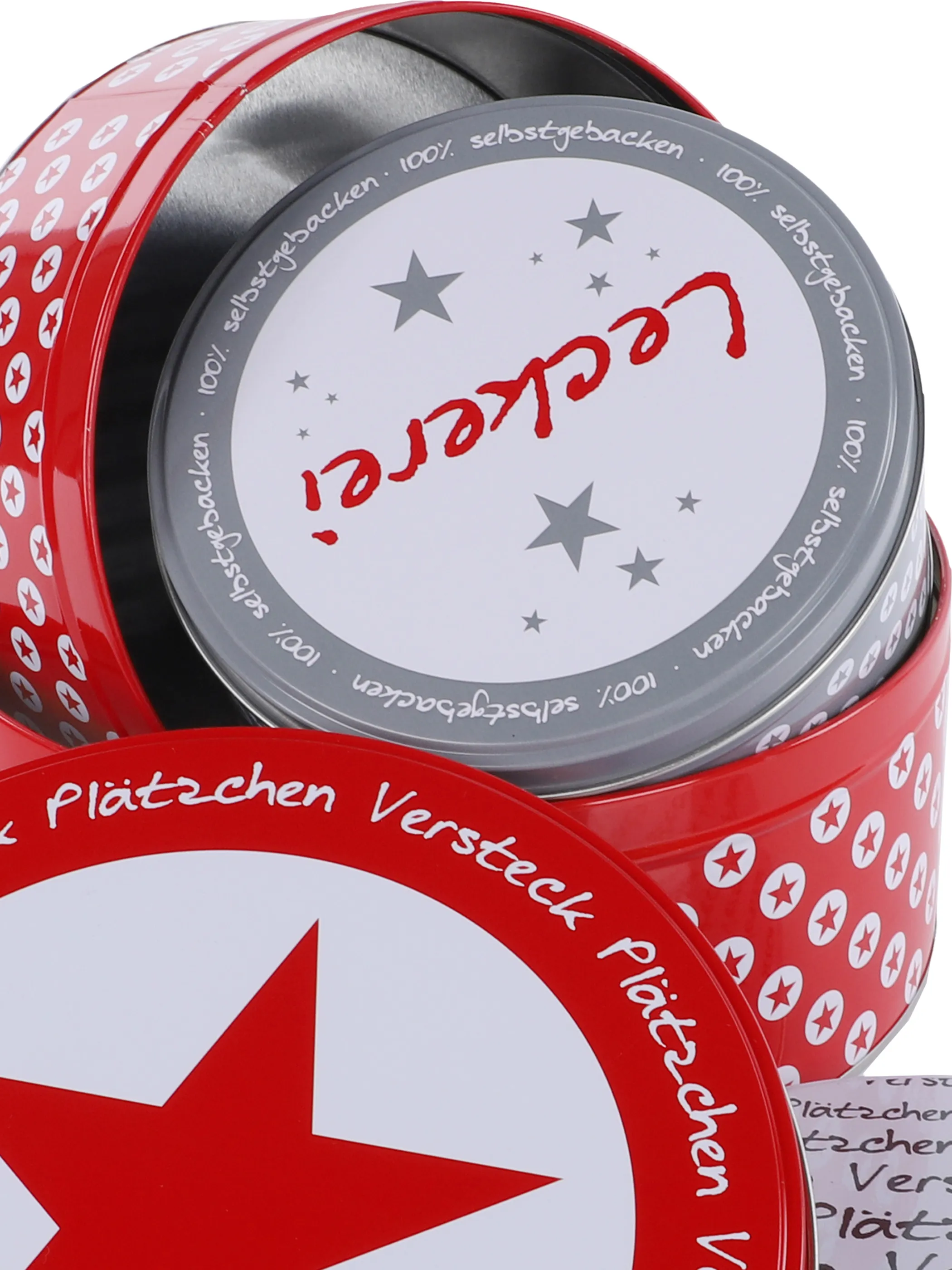 Weihnachten Gebäckdose 3er Set rund Rot 867675 ROT/GRAU 3 Weihnachten Gebäckdose 3er Set rund Rot 867675 ROT/GRAU 3