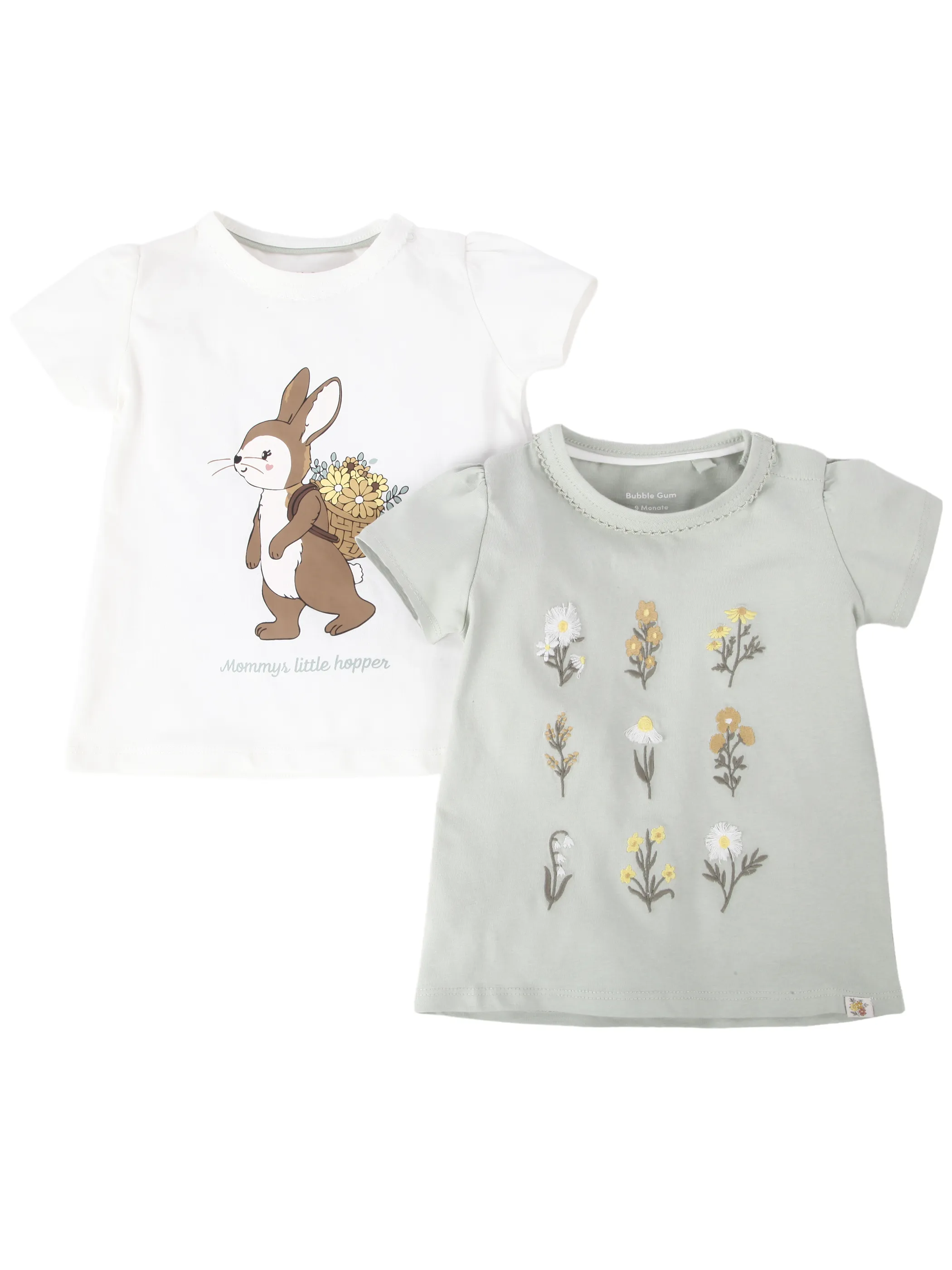 Bubble Gum BG 2pcs Pack T-shirt Blumen + Hasenprint blau+weiß Blau 921825 BLAU 1