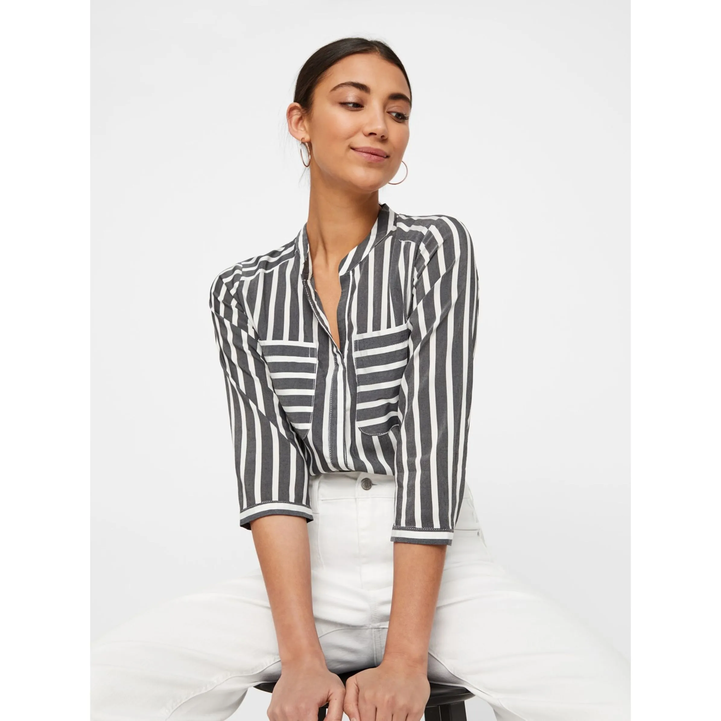 Vero Moda 10168581 VMERIKA STRIPE 3/4 SH Schwarz 760046 177868009 5