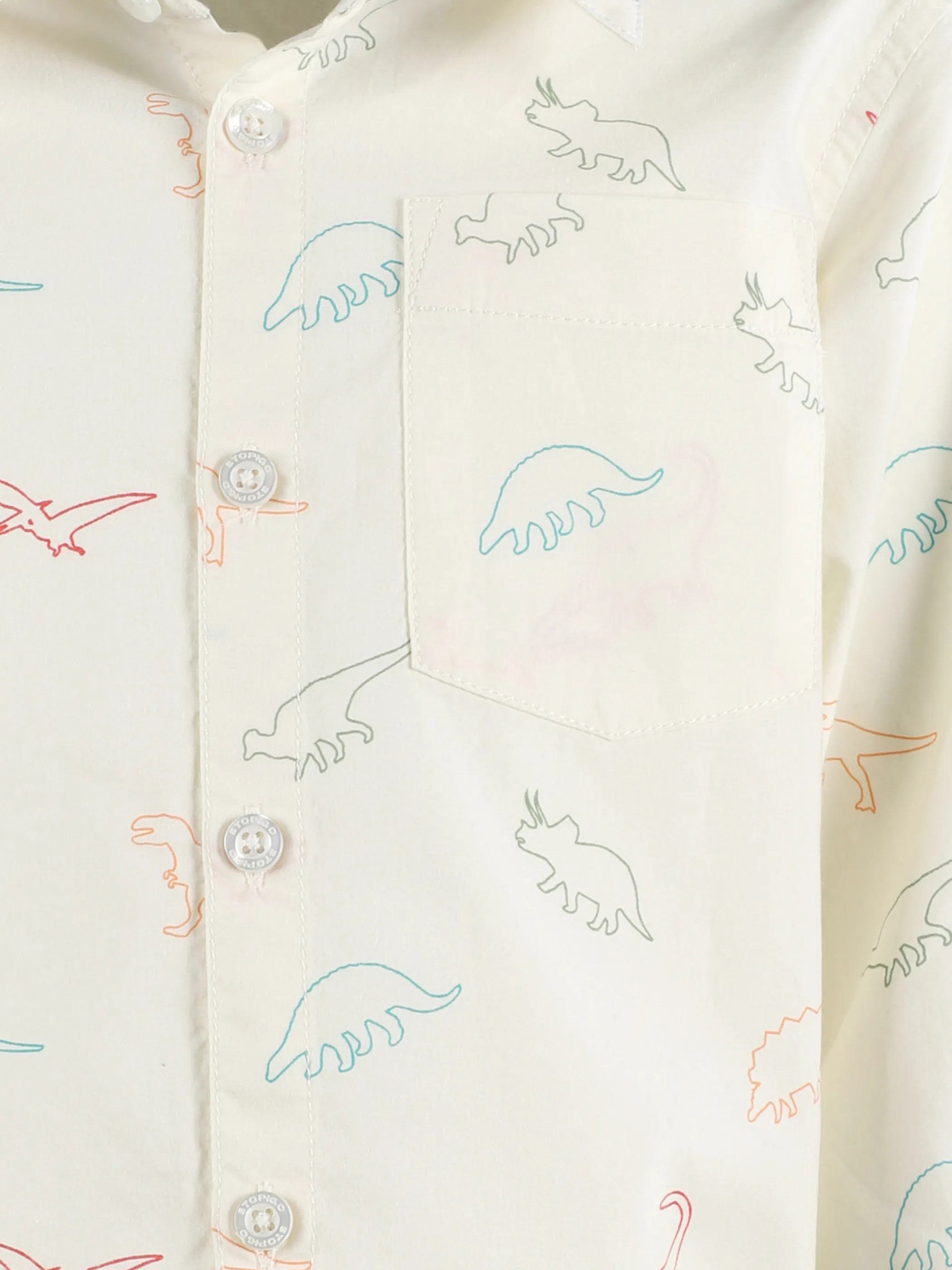 One Way KJ Langarm Hemd mit Dino AOP in sand Beige 890559 SAND 3