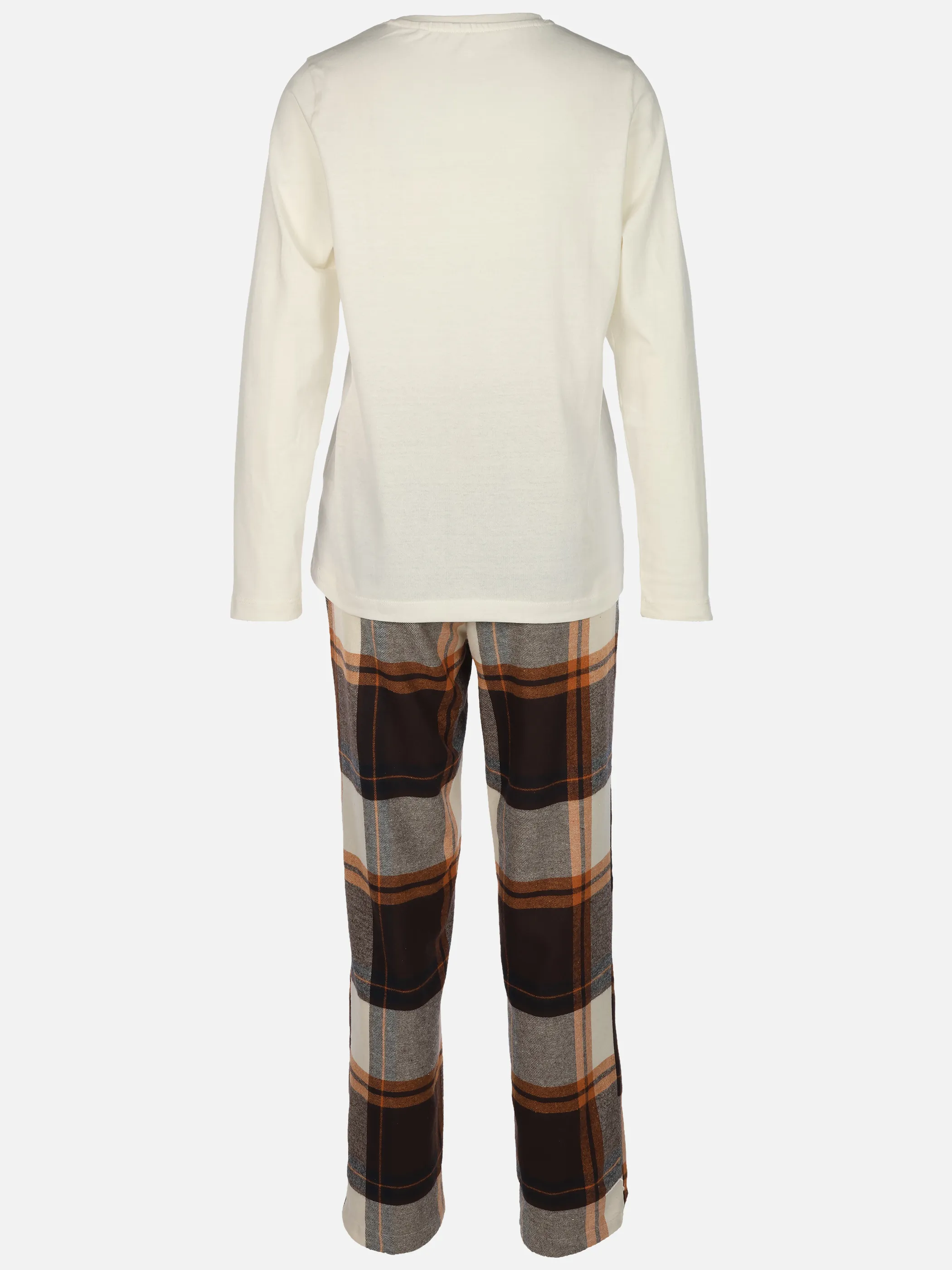 Sure Da. Pyjama Flanell Hose Karo Weiß 929614 ECRU 2