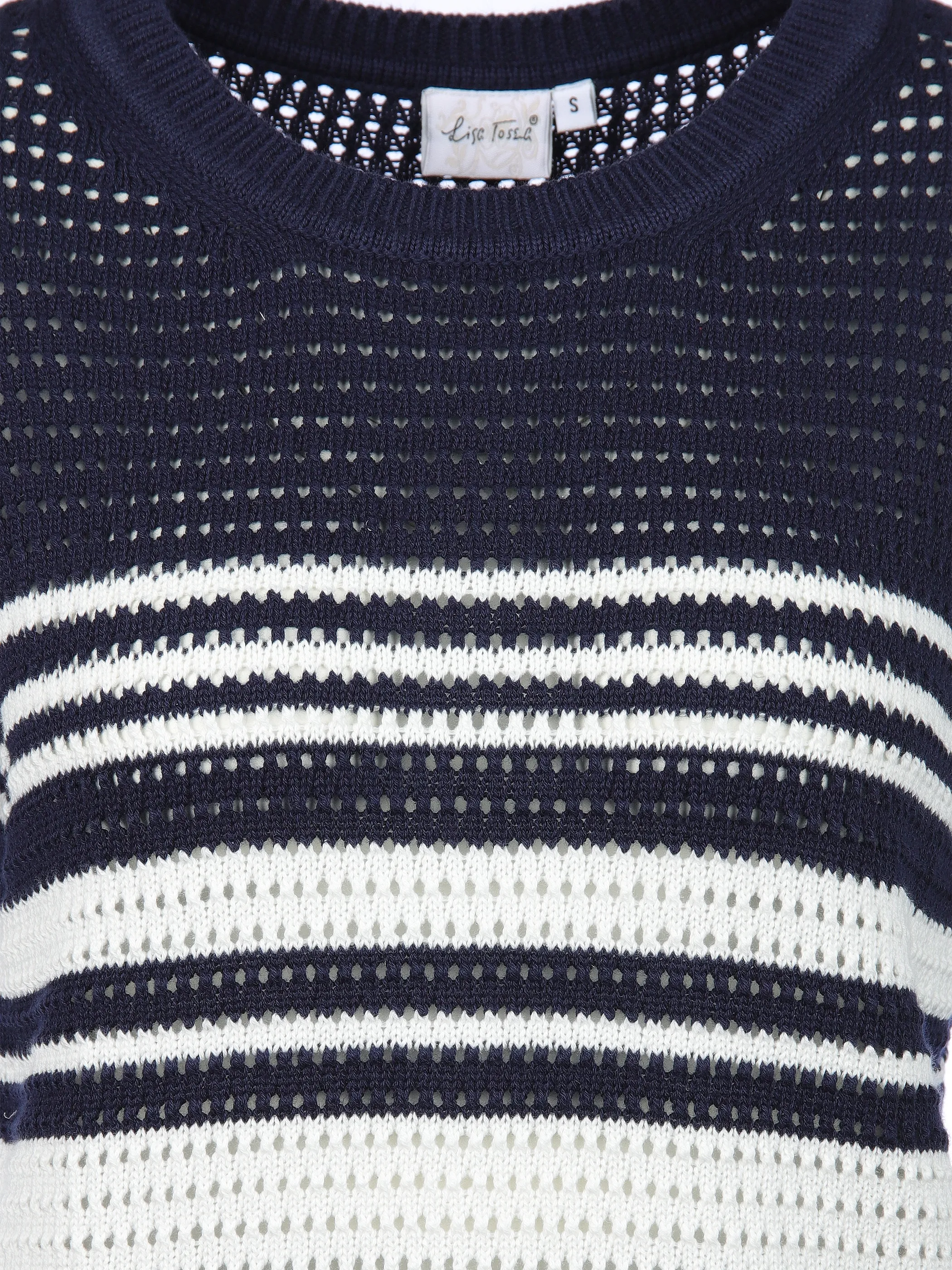 Lisa Tossa Da-Lochstrick-Pullover Marine 905185 NAVY/OFFW 3