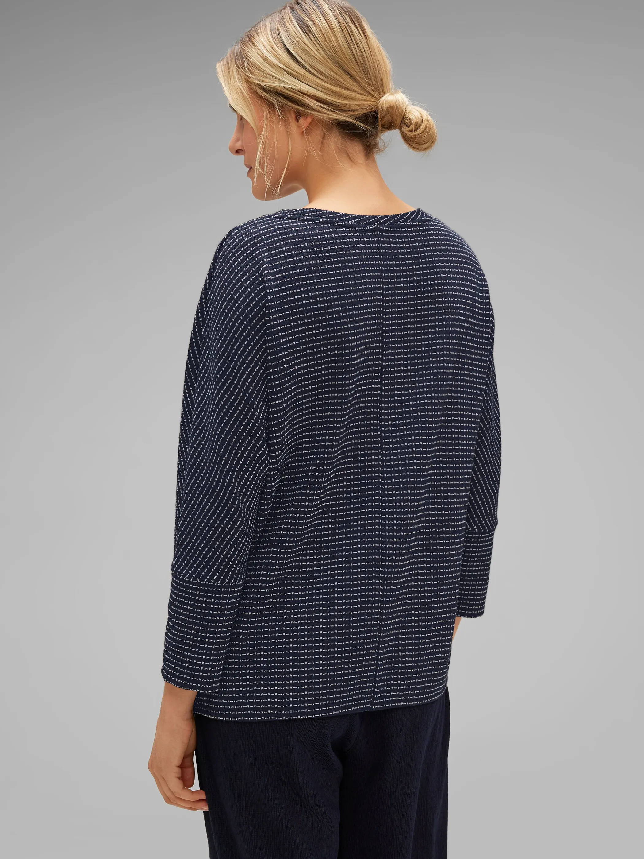 Street One A320565 LTD QR 2-color knit look shirt Blau 889697 21238 2