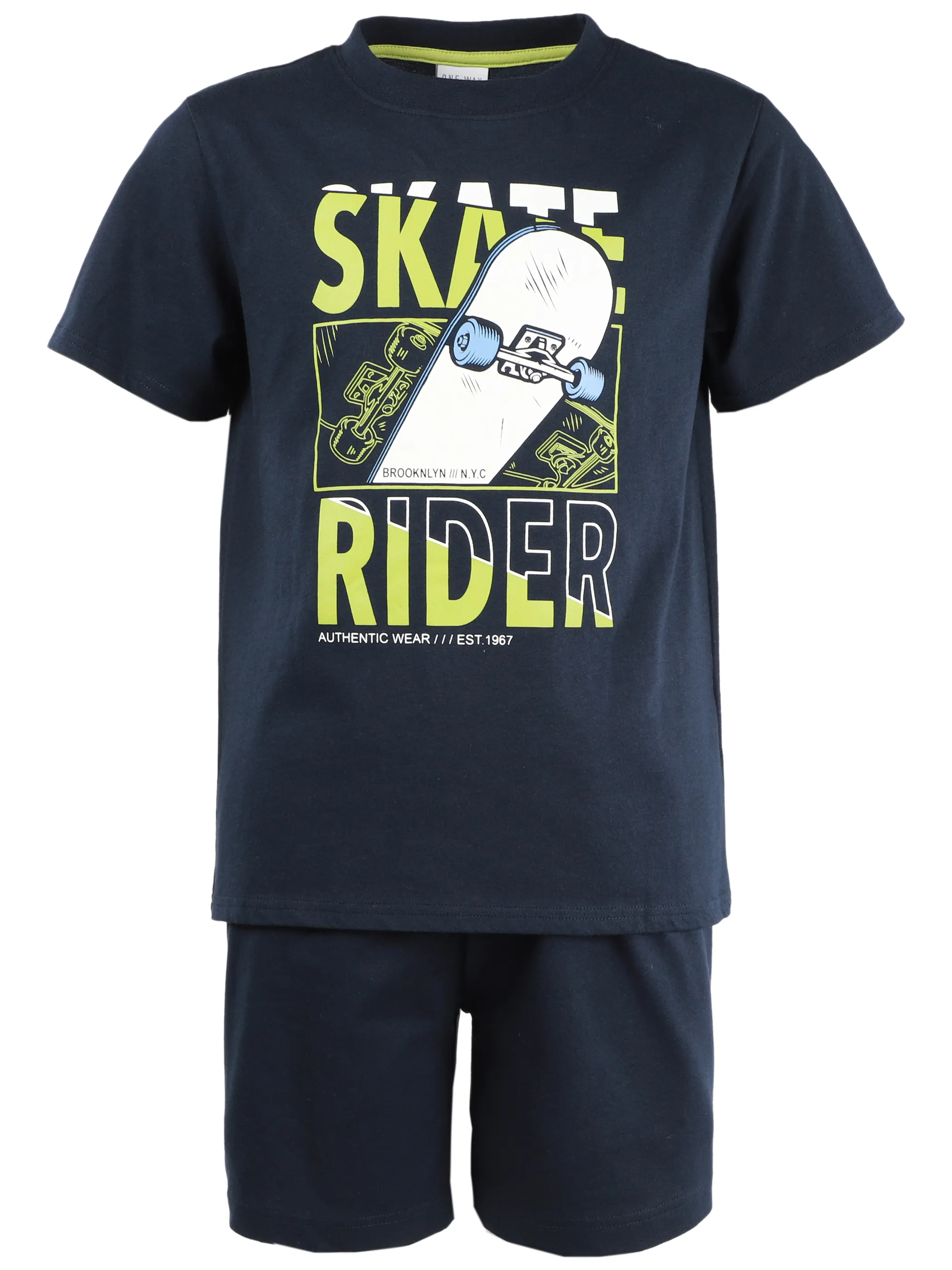 One Way JJ Shorty Skate Bord Print Blau 923289 NAVY 1