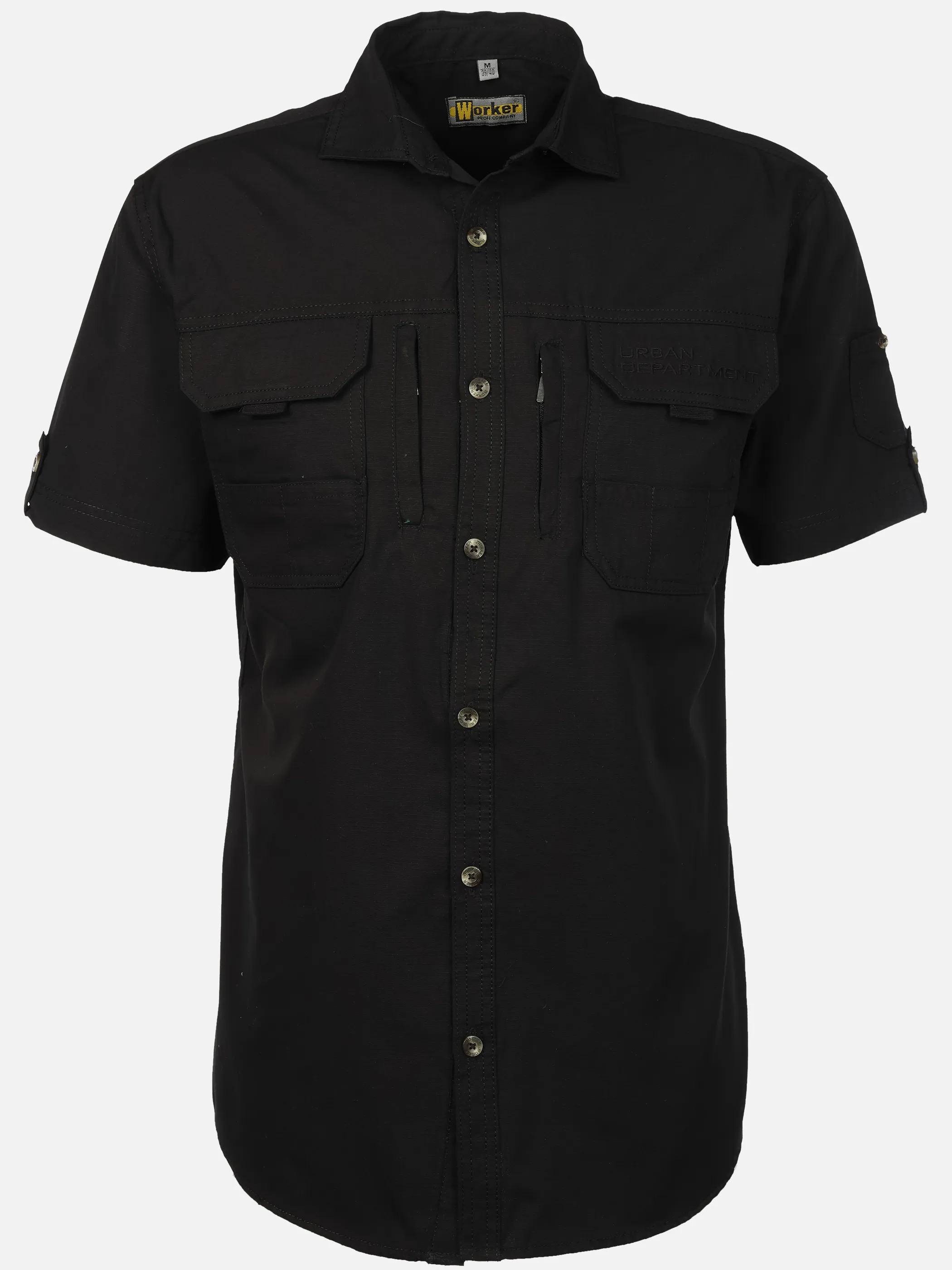 Worker He. Multitaschenhemd 1/2 Arm Schwarz 908352 BLACK 1