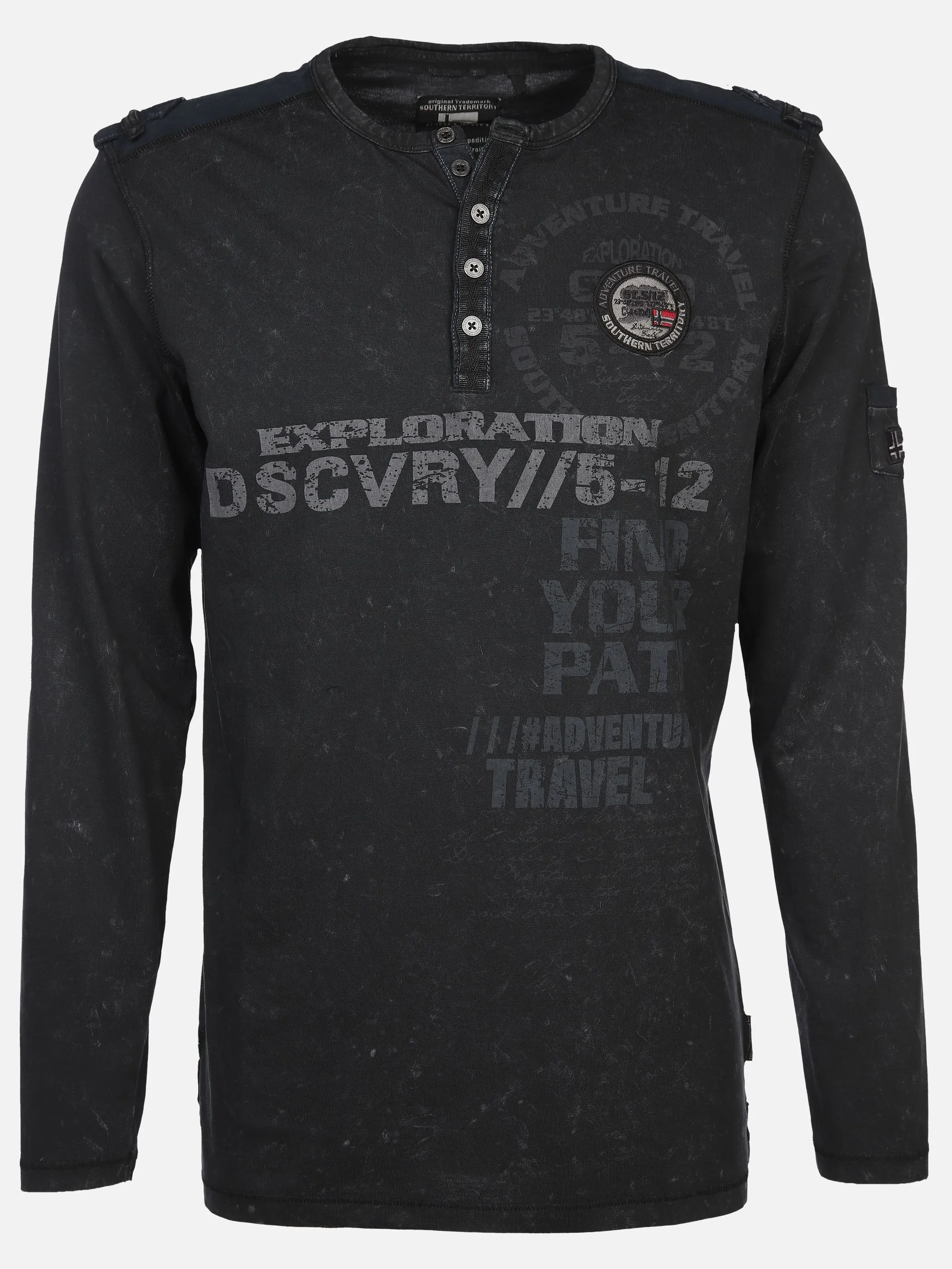 Southern Territory He. Henleyshirt 1/1 Arm print Schwarz 896803 BLACK 1 Southern Territory He. Henleyshirt 1/1 Arm print Schwarz 896803 BLACK 1