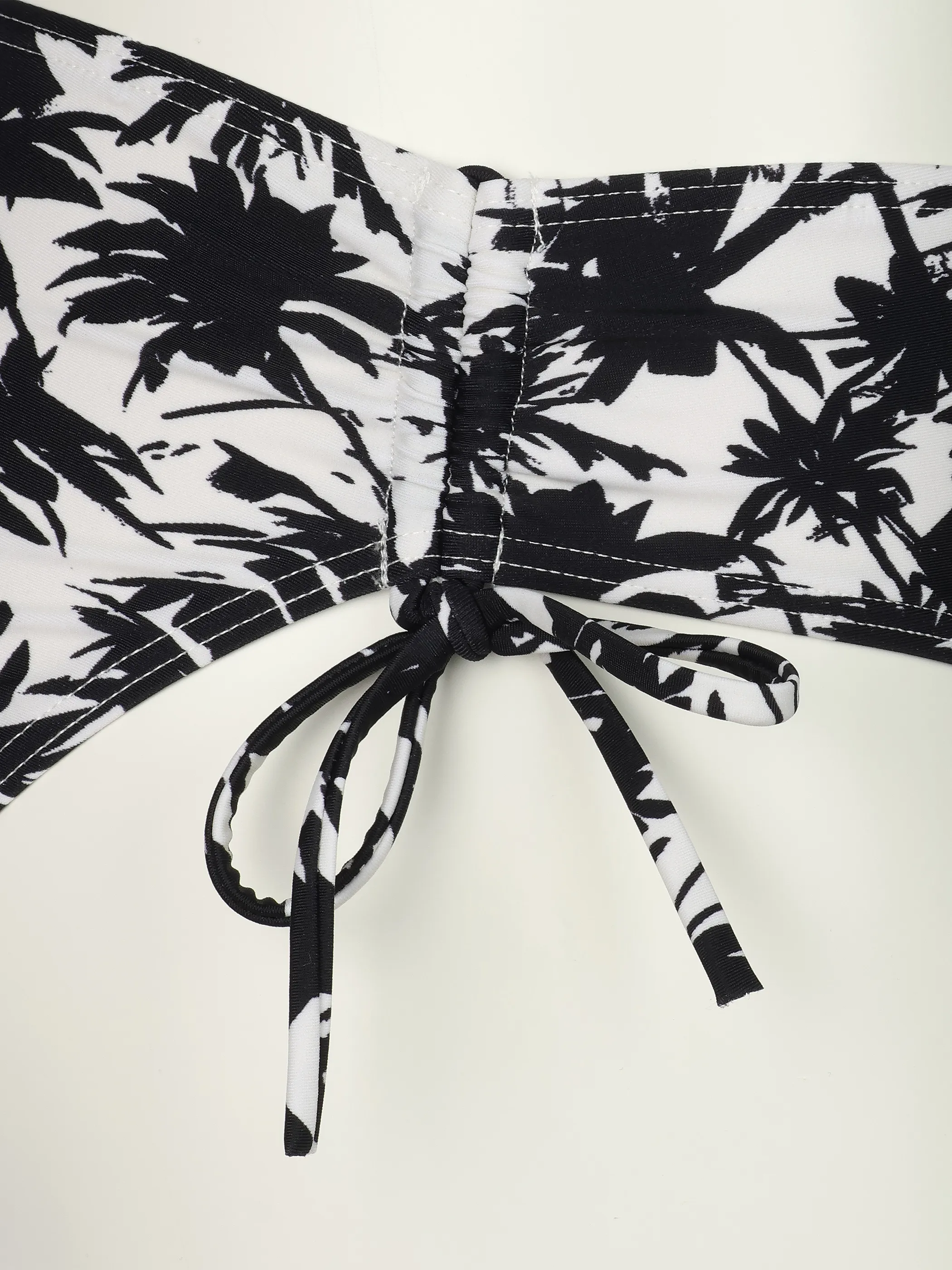 Grinario Sports Da-Bikini Hose, m. Bändchen, AOP Palmen Schwarz 922582 BL/WH 3