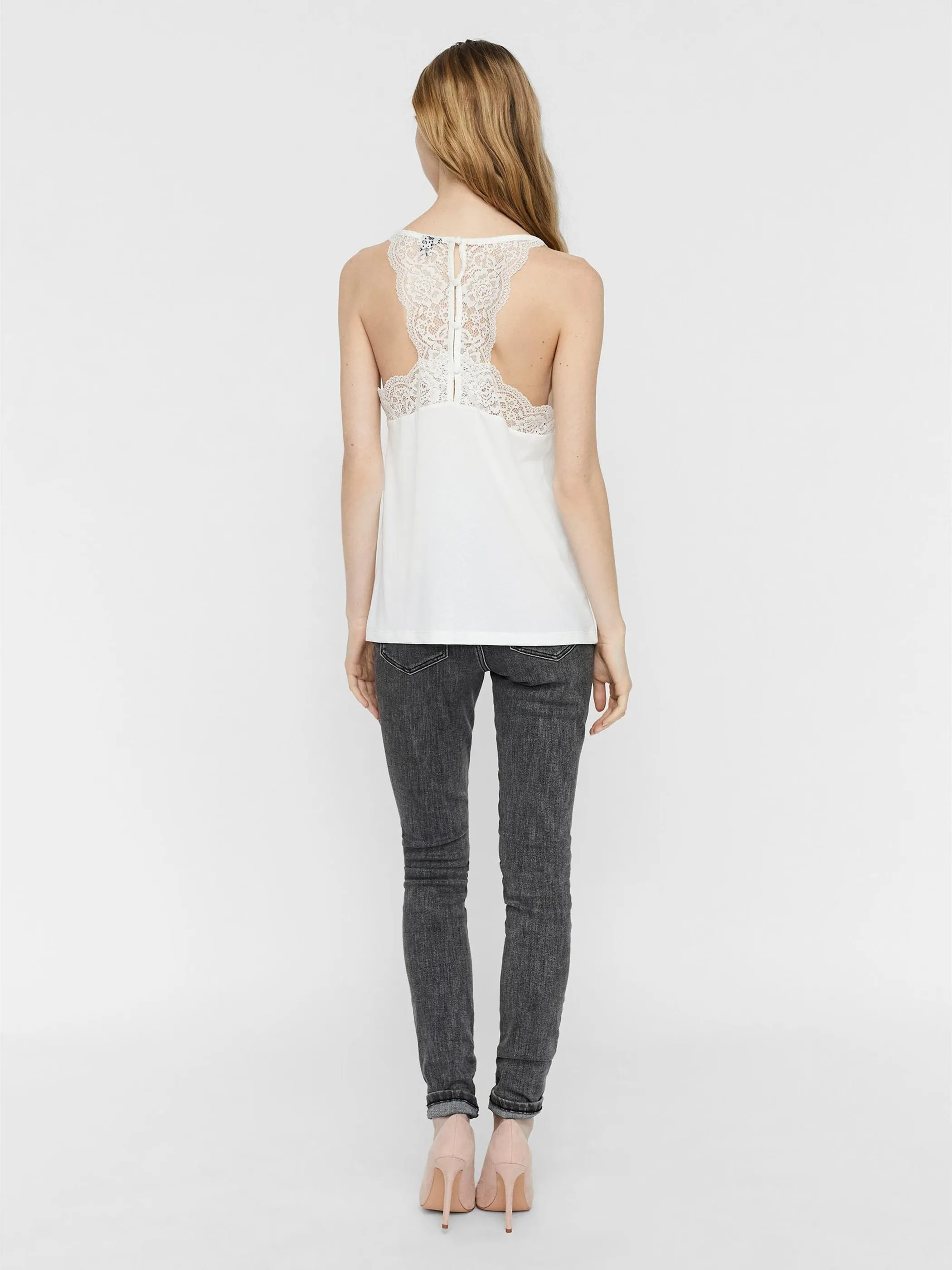Vero Moda 10233213 VMANA S/L LACE TOP NO Weiß 842580 175598 4
