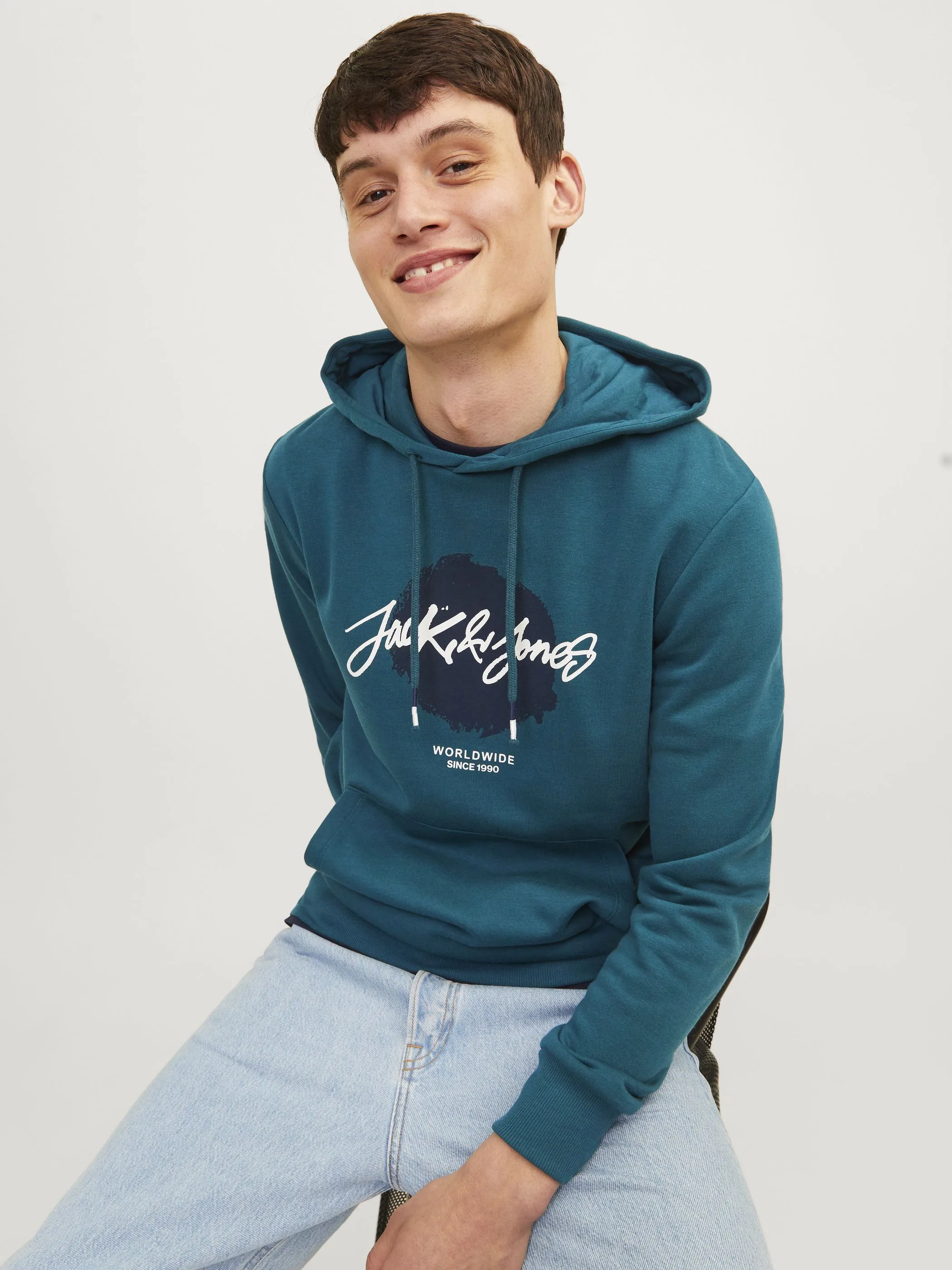 Jack Jones 12256807 JJTILEY SWEAT HOOD LN Grün 898089 176441 5