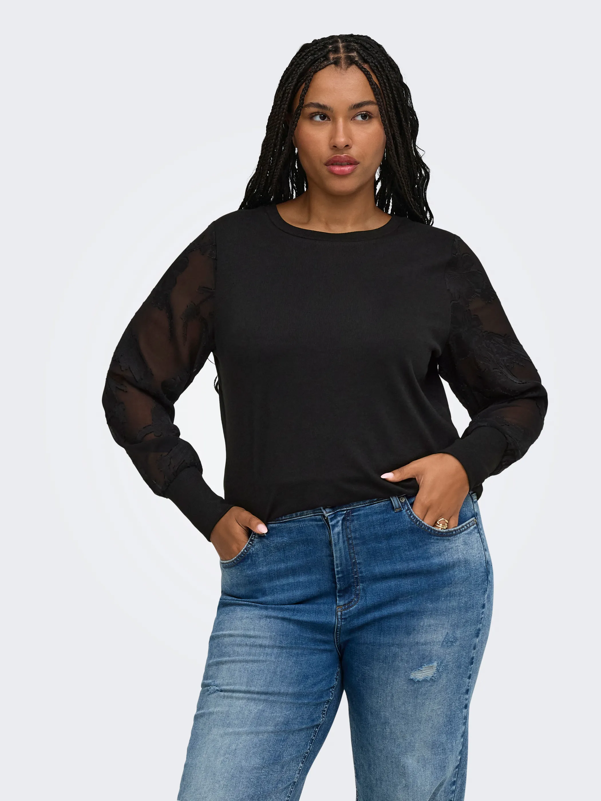 Only Carmakoma 15387511 CARAMILLA L/S O-NECK Schwarz 933786 177911001 1