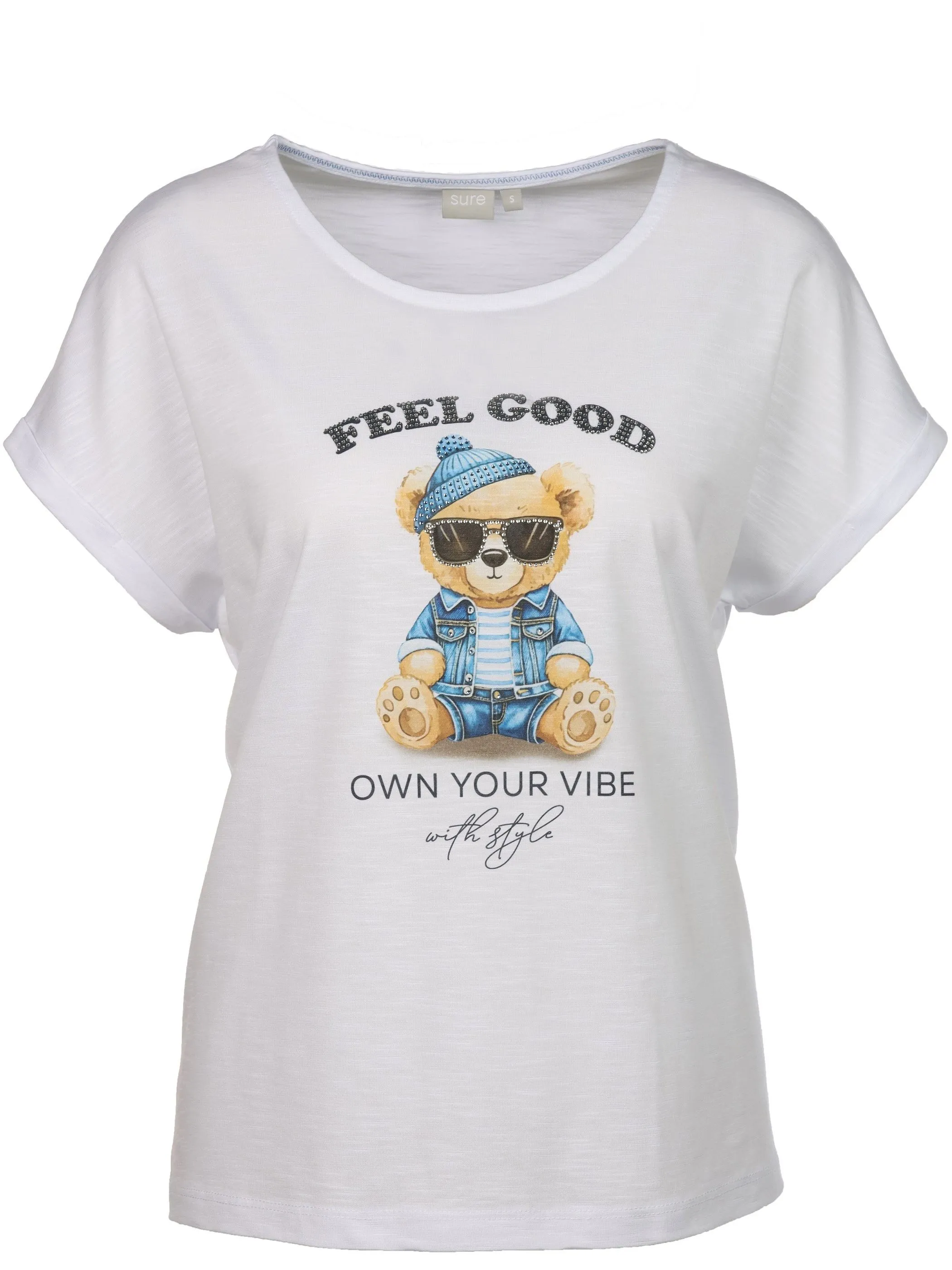 Sure Da. T-shirt m. Motivprint Weiß 932208 TEDDY 1