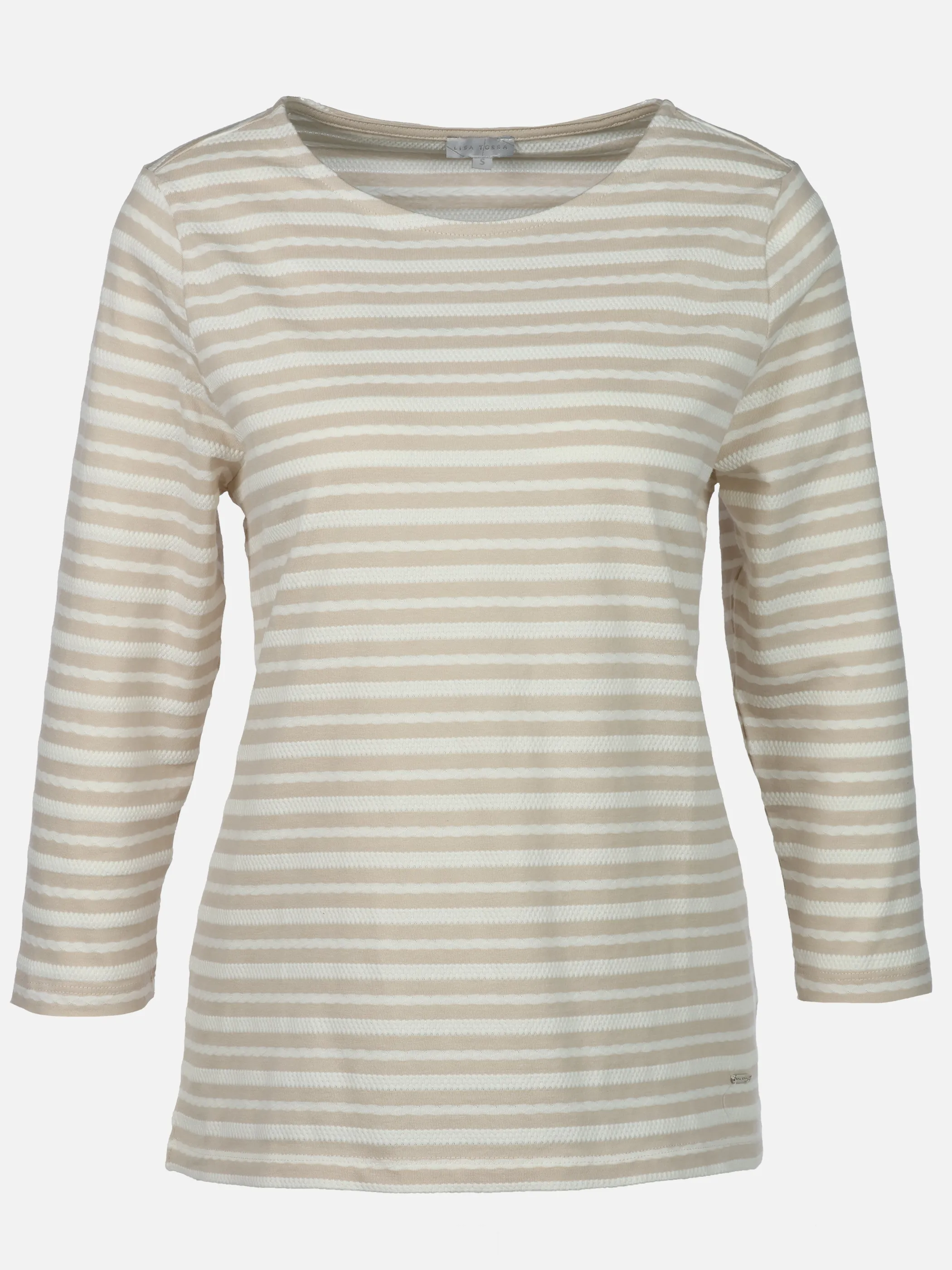 Lisa Tossa Da-Jacquard-Shirt 3/4 Arm Beige 920719 FRENCH 1