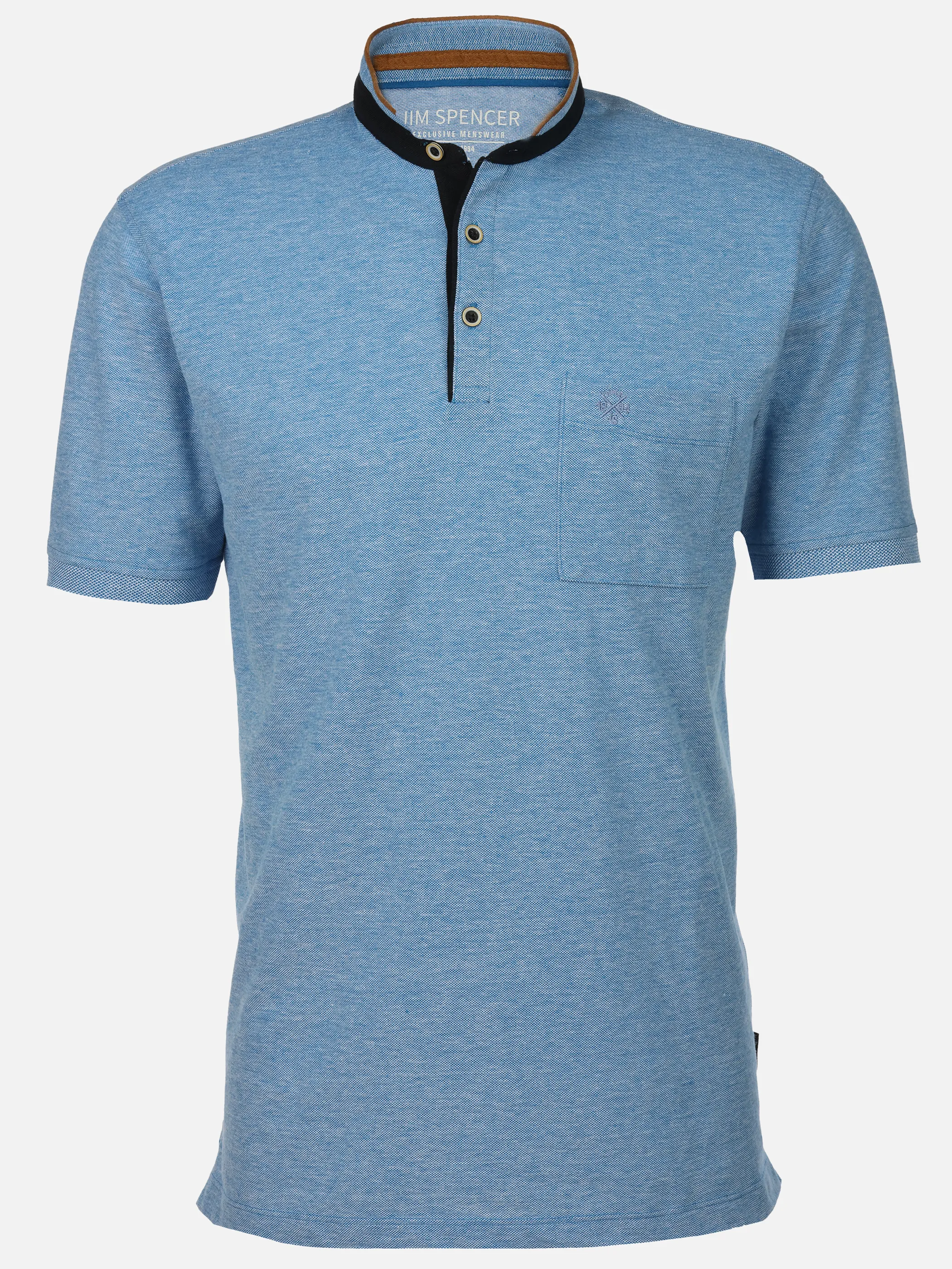 Jim Spencer He. Stehkragenshirt 1/2 Arm twisted Blau 906251 LT BLUE 1