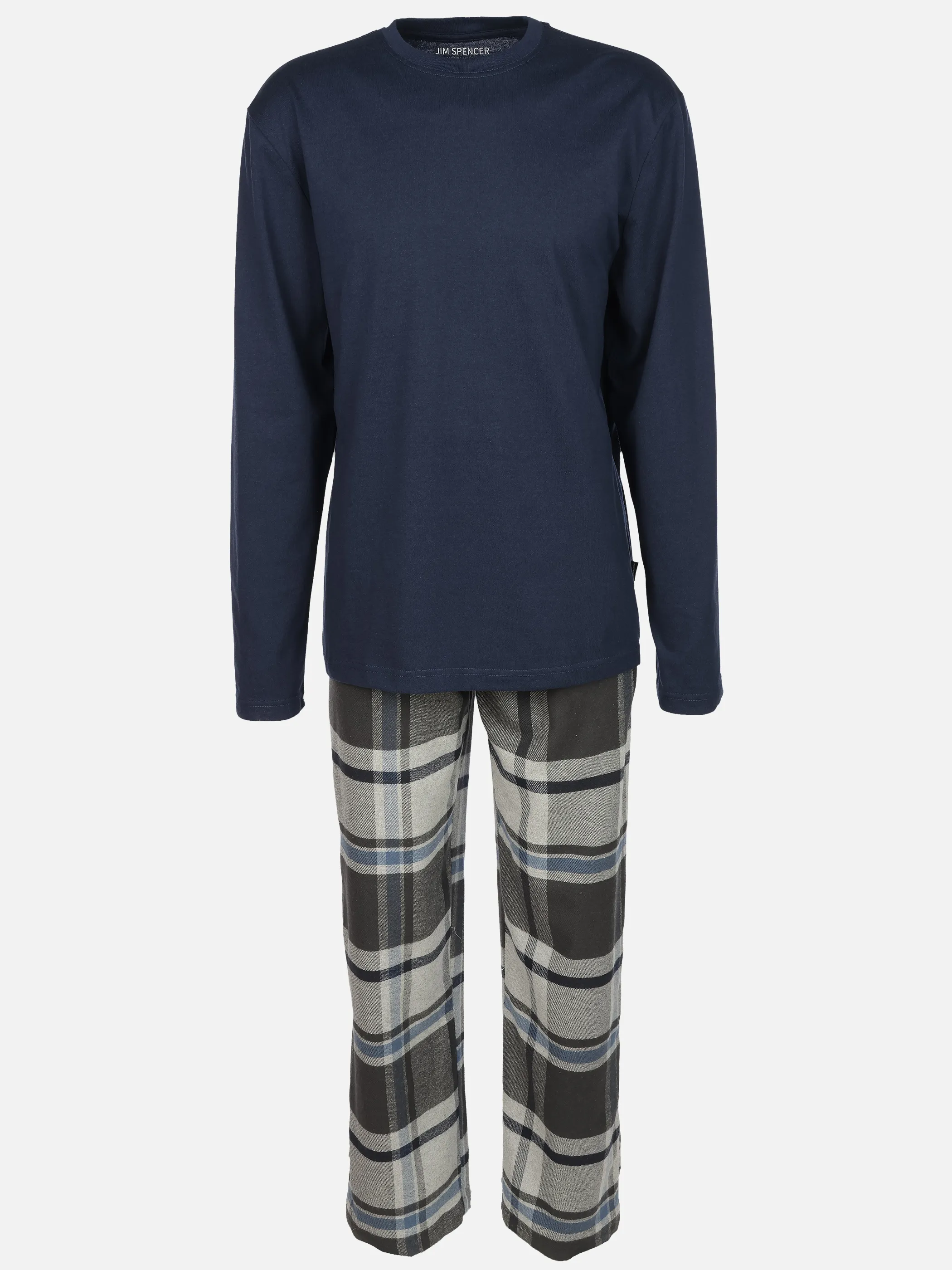 Jim Spencer He. Pyjama mit Flanell Hose Ka Blau 929571 BLAU 1