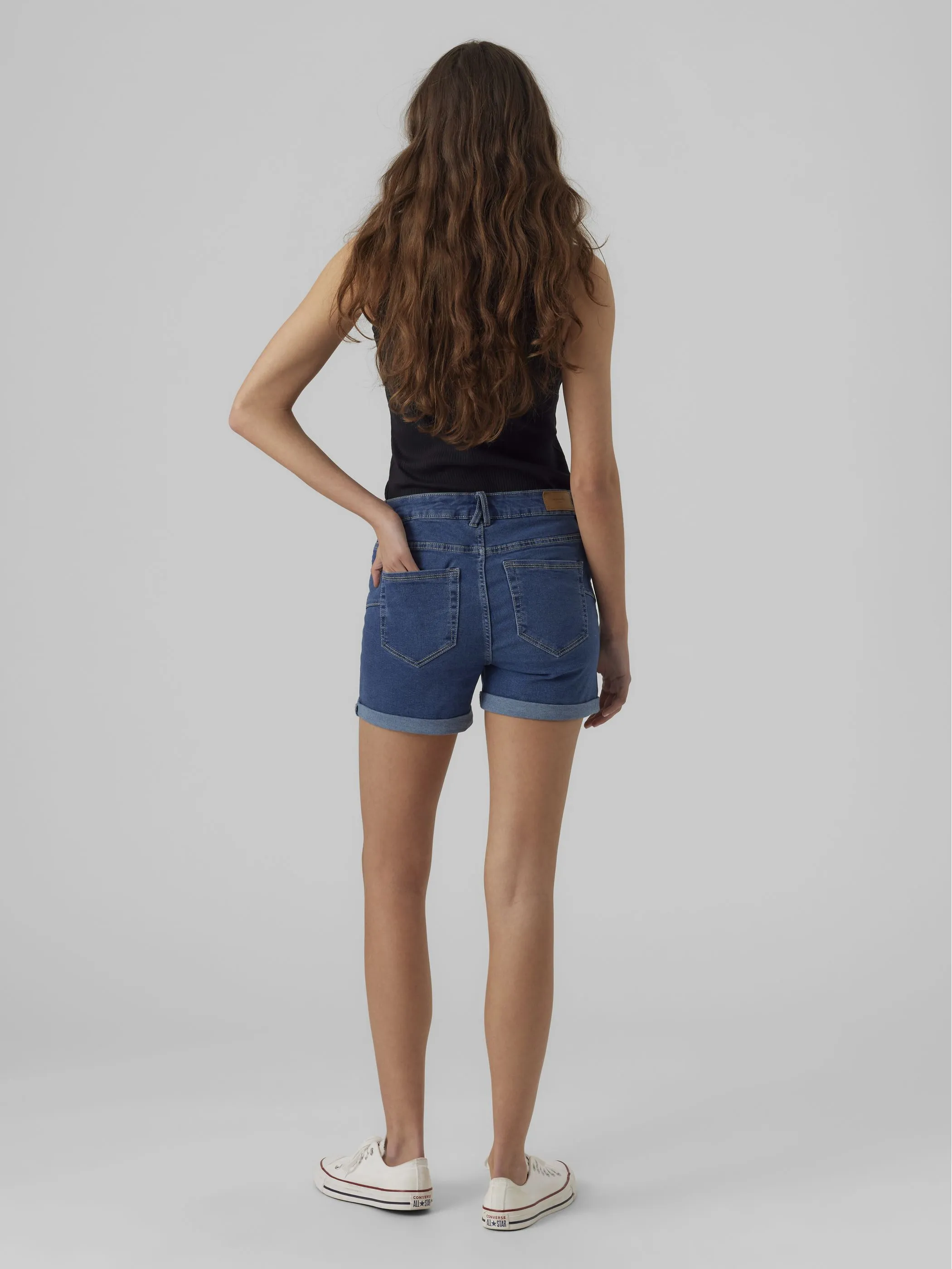 Vero Moda 10279489 VMLUNA MR FOLD SHORTS Blau 875237 178001 5