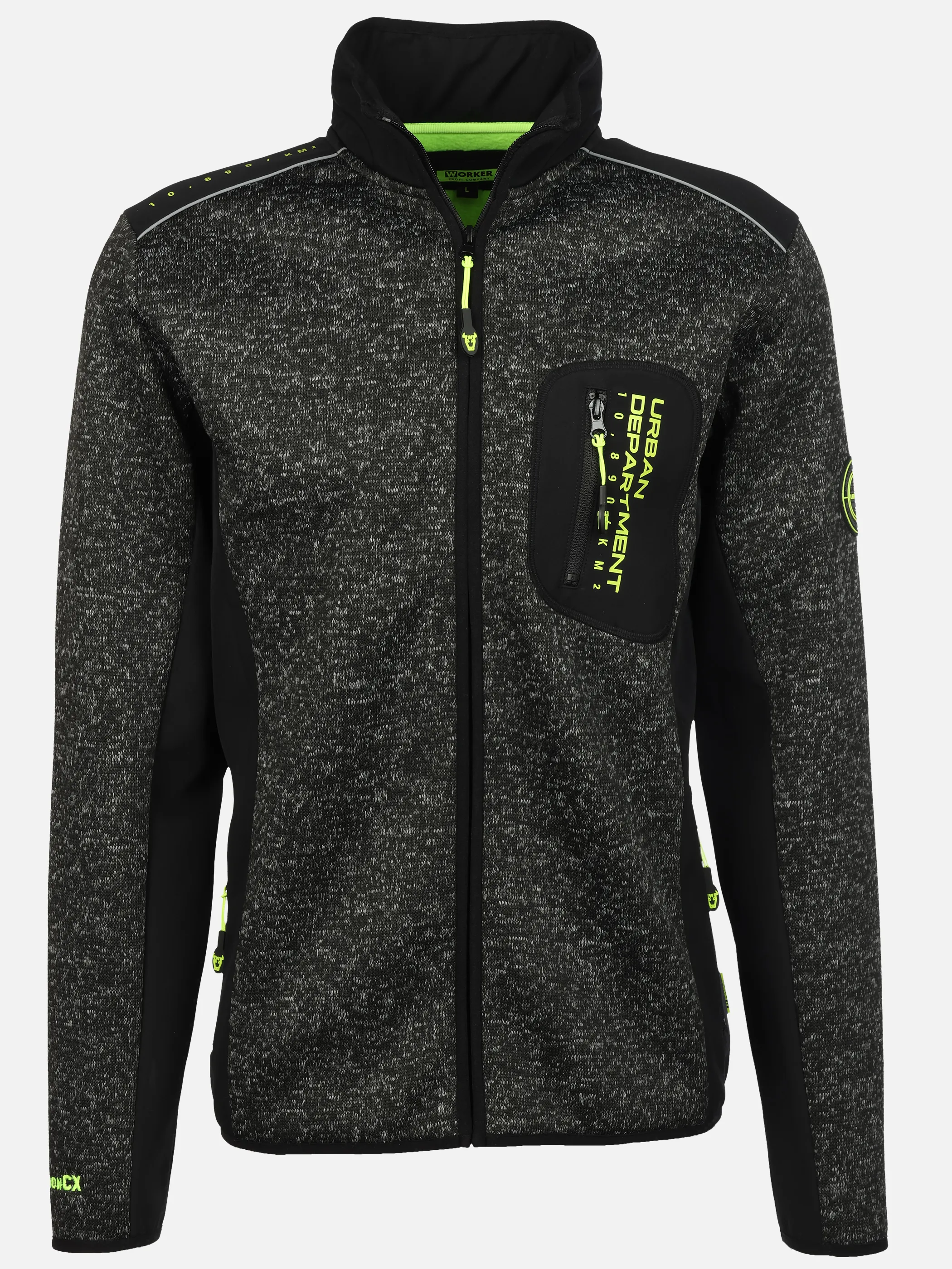 Worker He. Strickfleecejacke neon Schwarz 929263 BLACK MEL 1