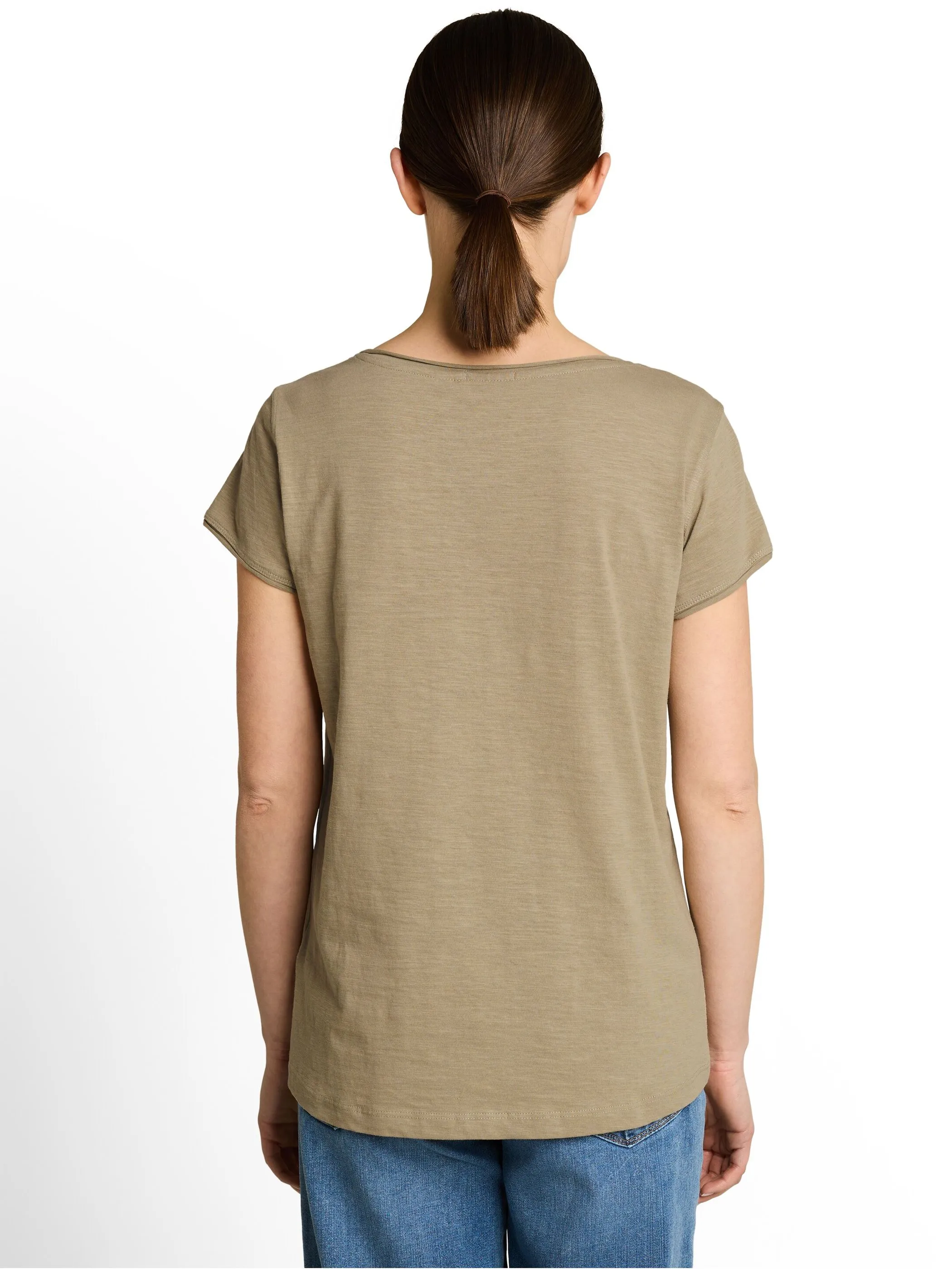 Tom Tailor 1050423 NOS T-shirt slub jersey wide crew Grün 922033 11863 2