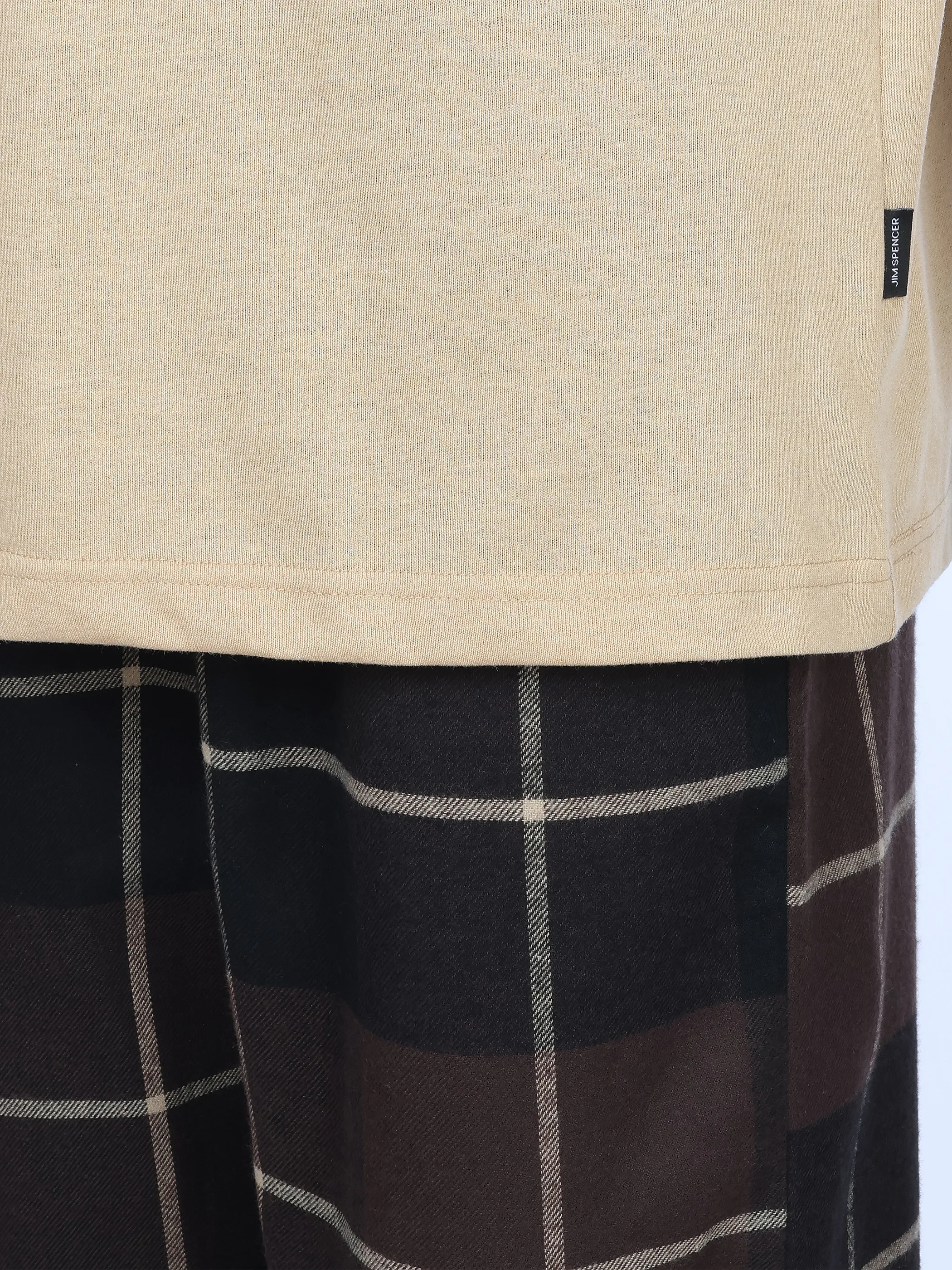 Jim Spencer He. Pyjama mit Flanell Hose Ka Beige 929571 CAMEL 3