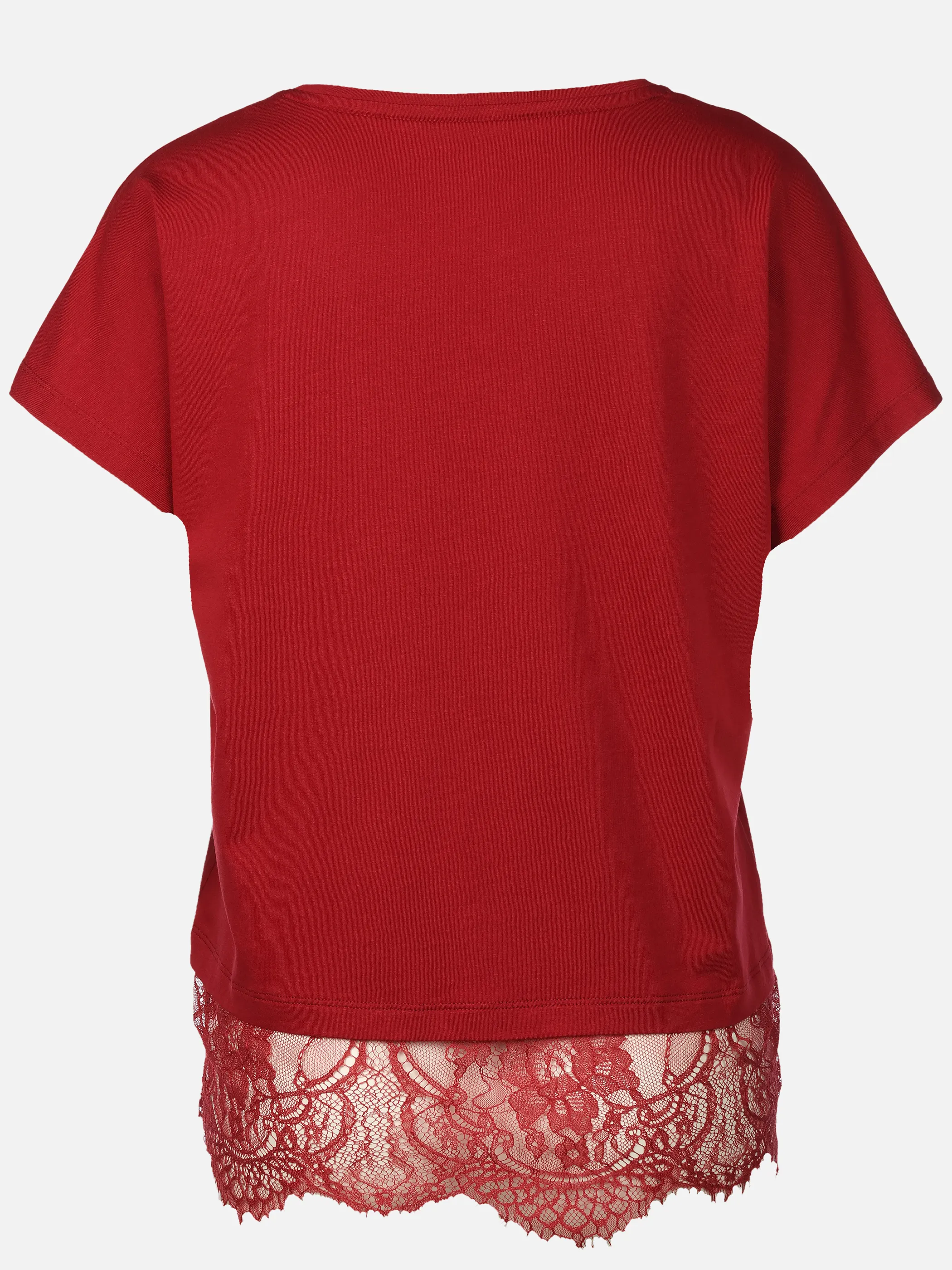 Lisa Tossa Da.Rundhalsshirt m.Spitzenborte Rot 930568 RHUBARB 2
