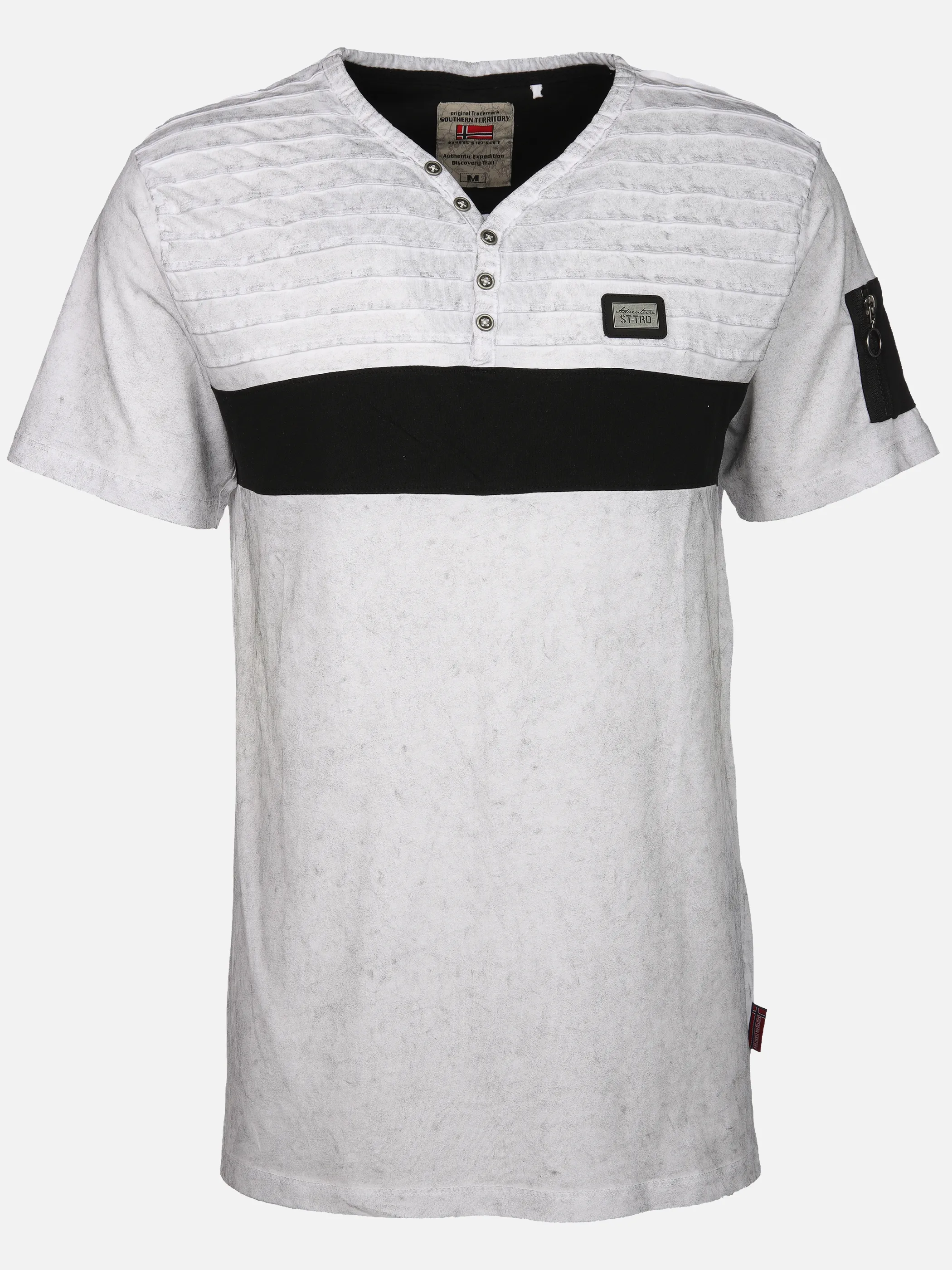 Southern Territory He. Henleyshirt 1/2 Arm cut+sewn washer Weiß 910618 OFF WHITE 1