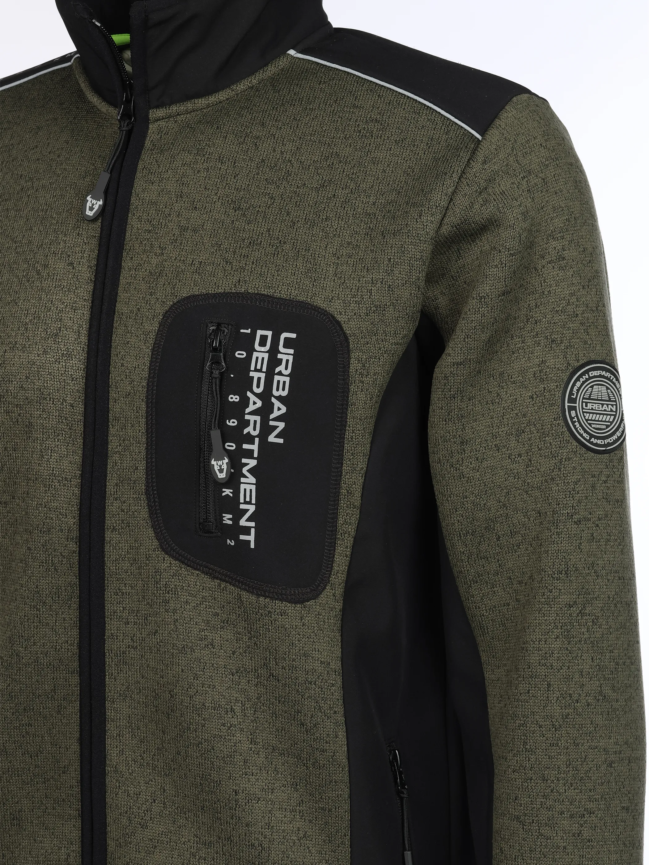 Worker He. Strickfleecejacke neon Oliv 929263 KHAKI 4