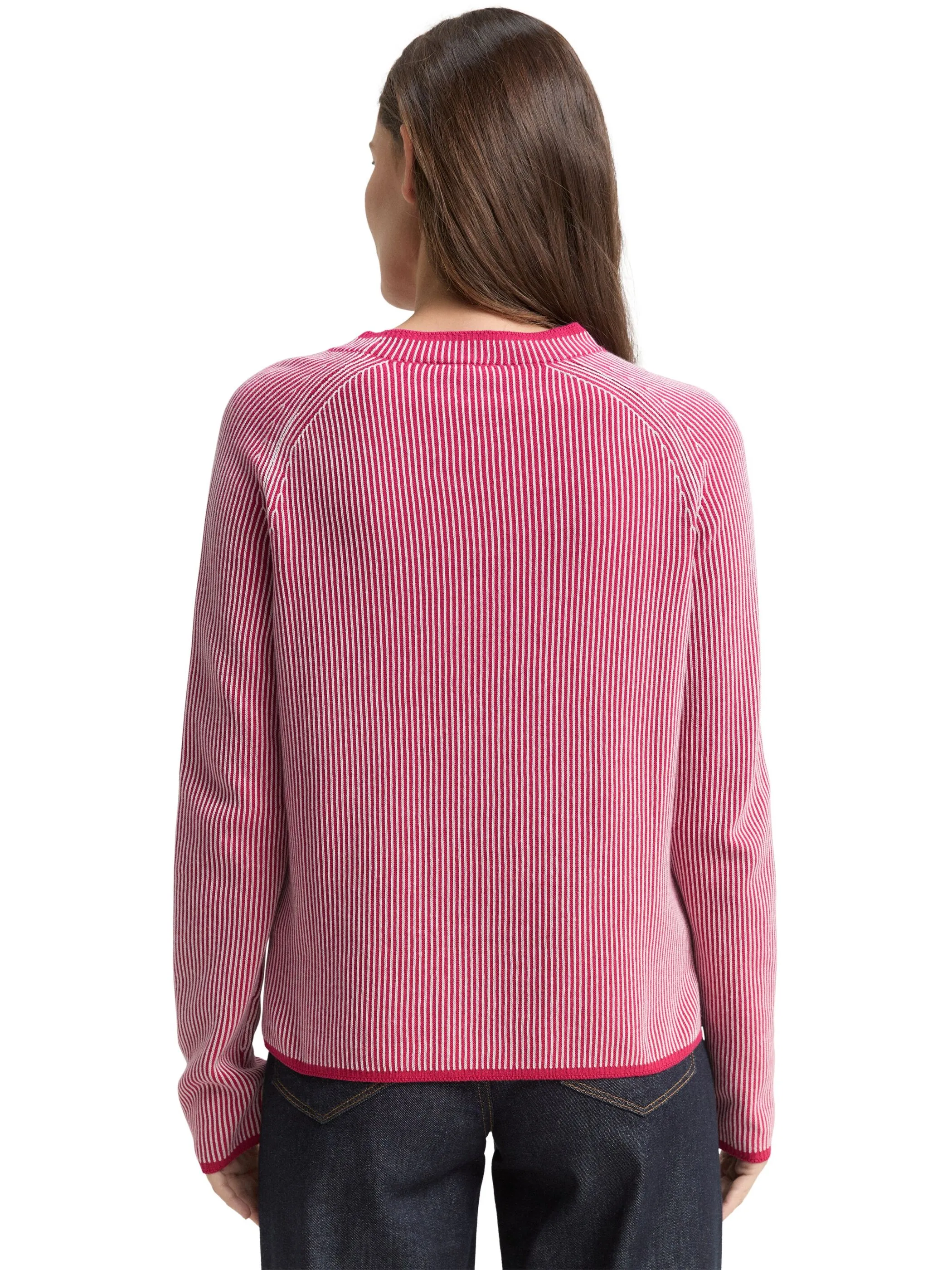 Tom Tailor 1049187 knit striped crewneck Pink 919040 39243 2