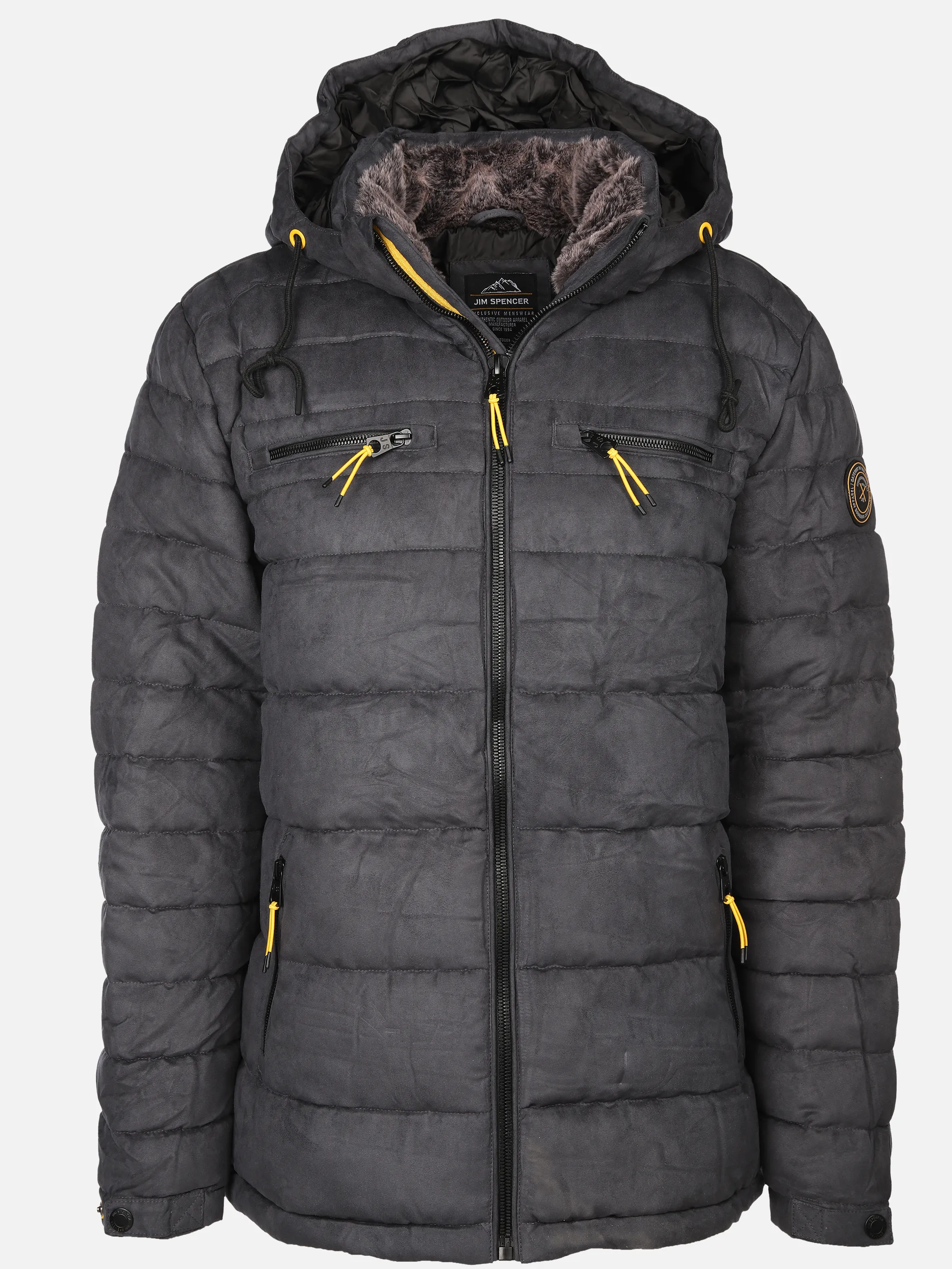 Jim Spencer He. Velour-Steppjacke Kapuze Grau 897313 GREY 1 Jim Spencer He. Velour-Steppjacke Kapuze Grau 897313 GREY 1