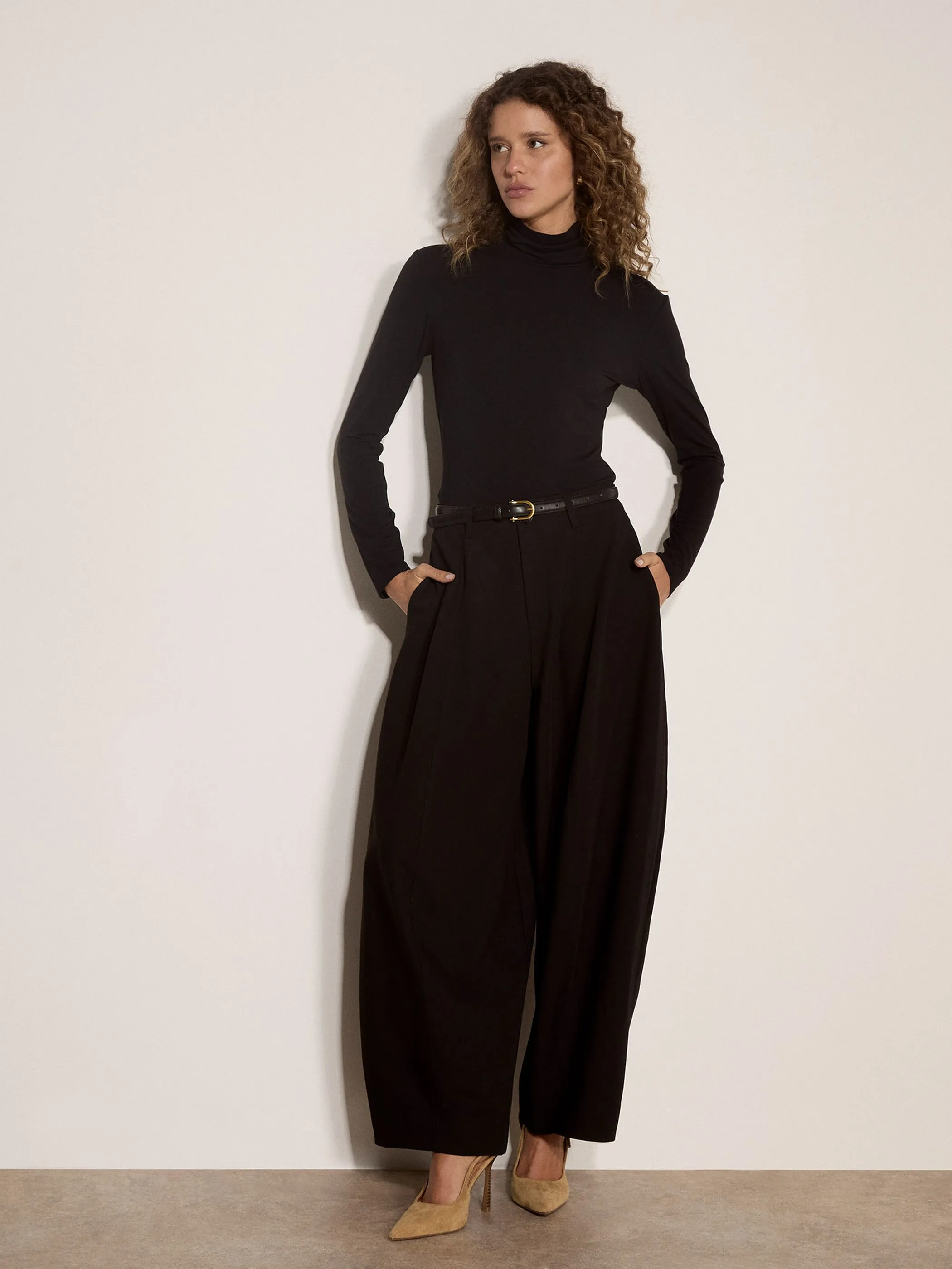 Apricot X254439 Apricot Oversized Barrel Trousers Schwarz 940675 BLK 1