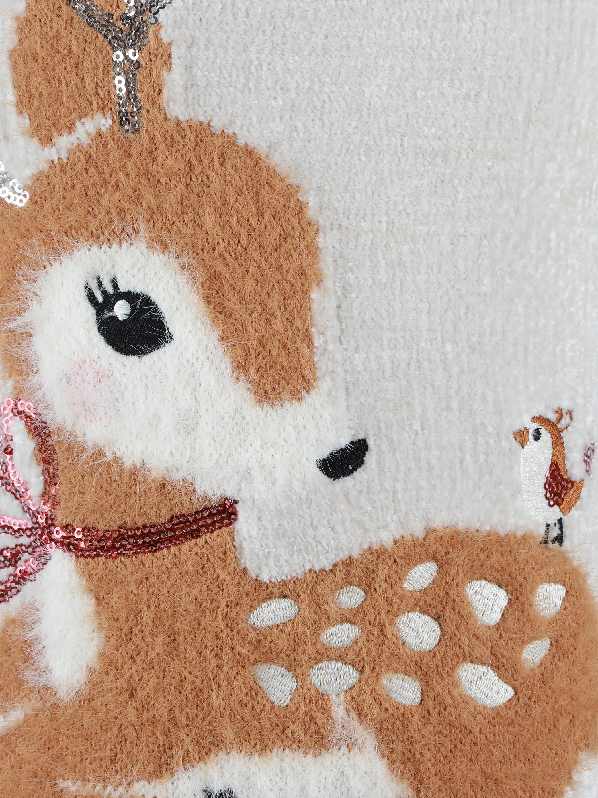 One Way KM Chenille Pullover + Rentier Print in Creme Beige 916326 CREME 3