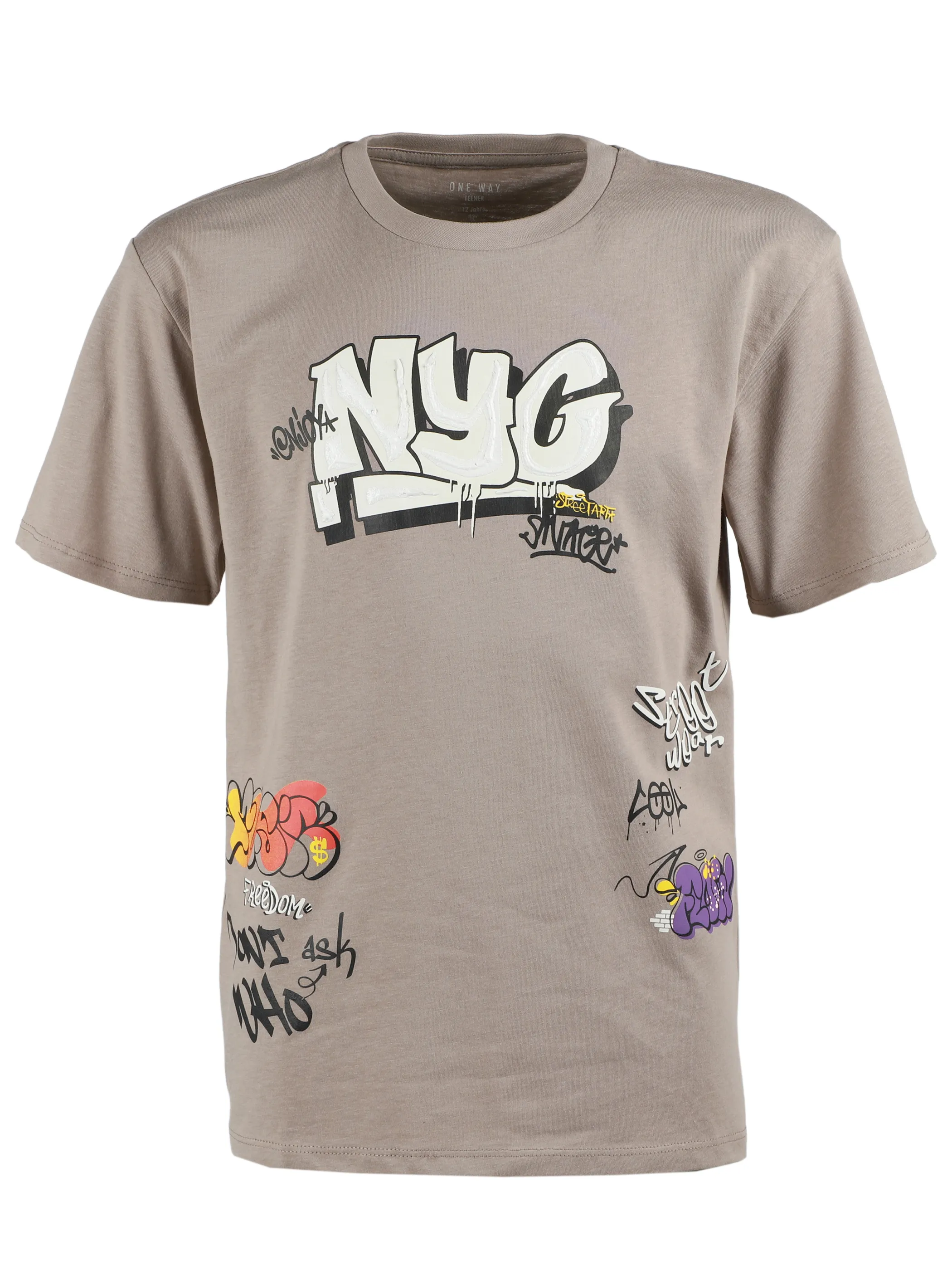 One Way JJ T-Shirt mit NYC Print in Grau Grau 921660 GR 1