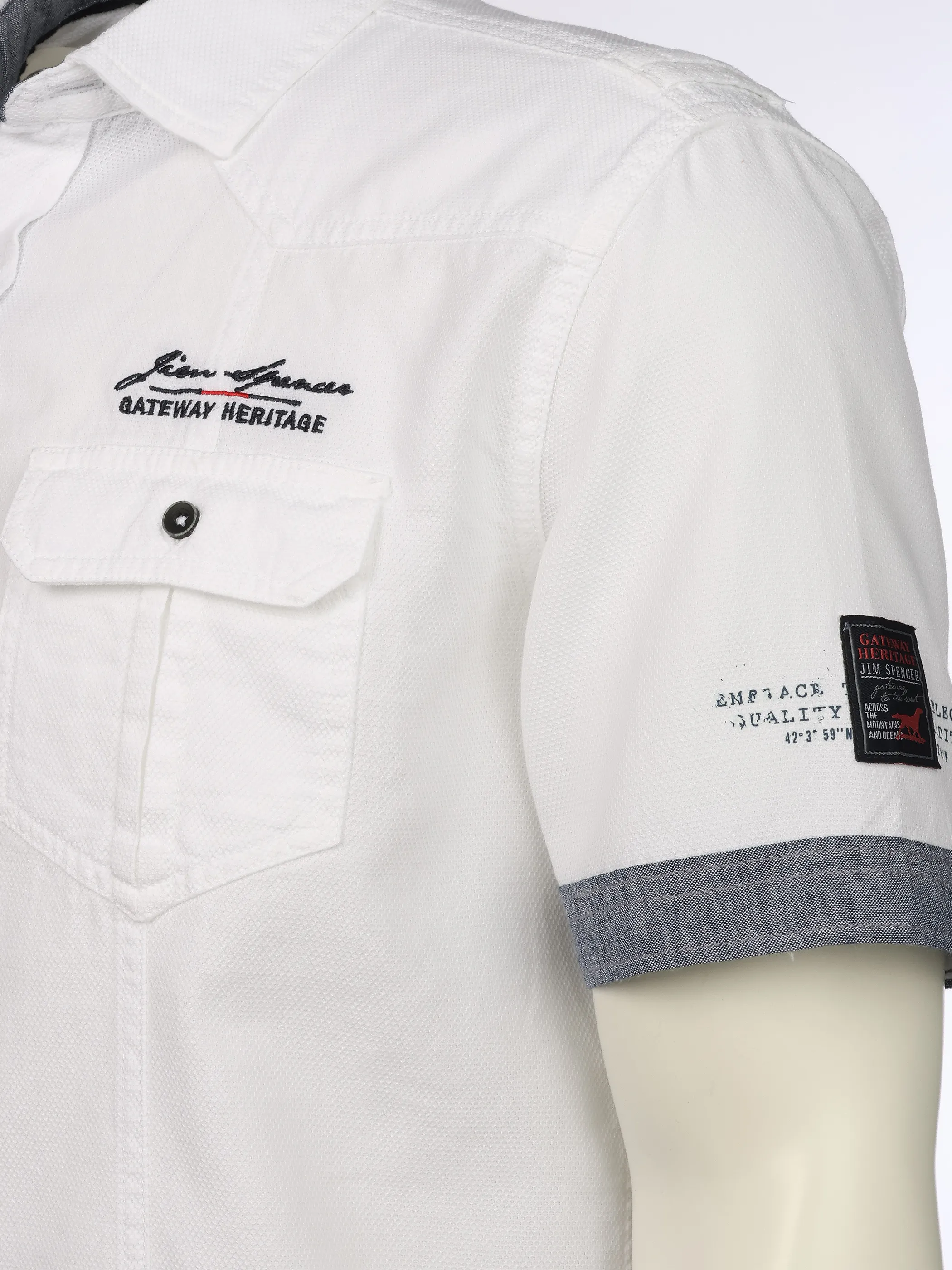 Jim Spencer He. Freizeithemd 1/2 Arm slub Weiß 923119 WEIß 3