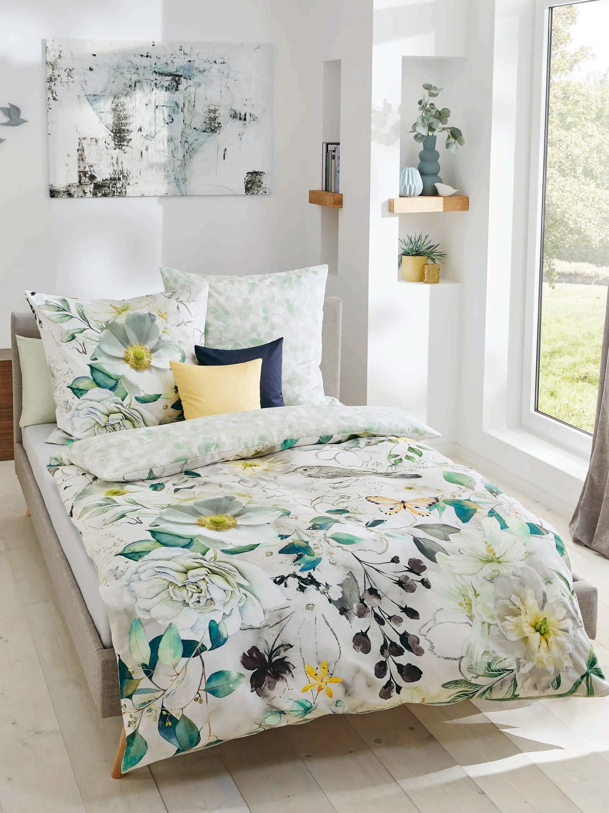 Kaeppel Design Satinbettw. Royal Garden 135x2 Grün 859450 JADE 1