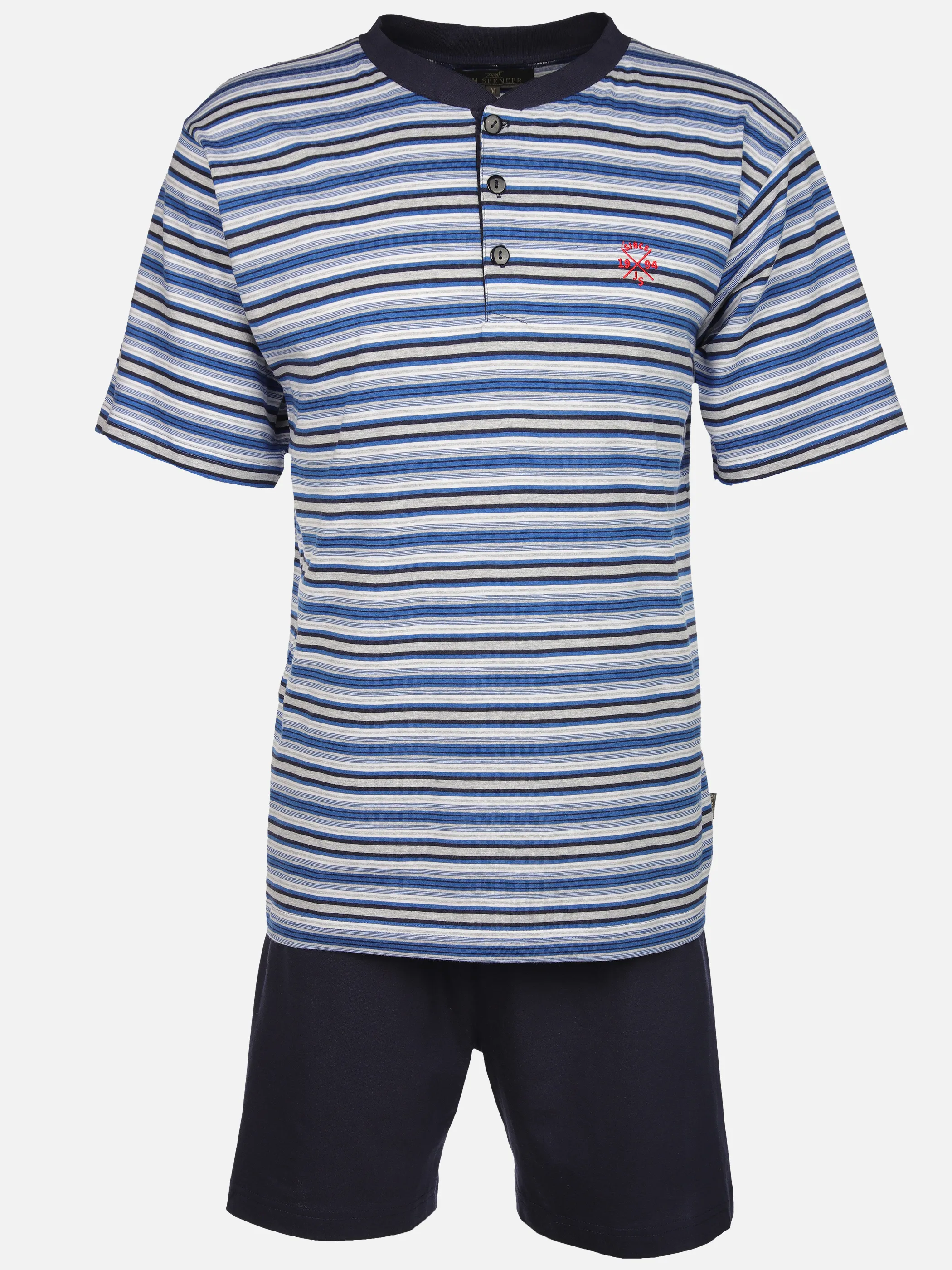 Jim Spencer He. Pyjama kurz Serafino Shirt Blau 904943 BLAU 1