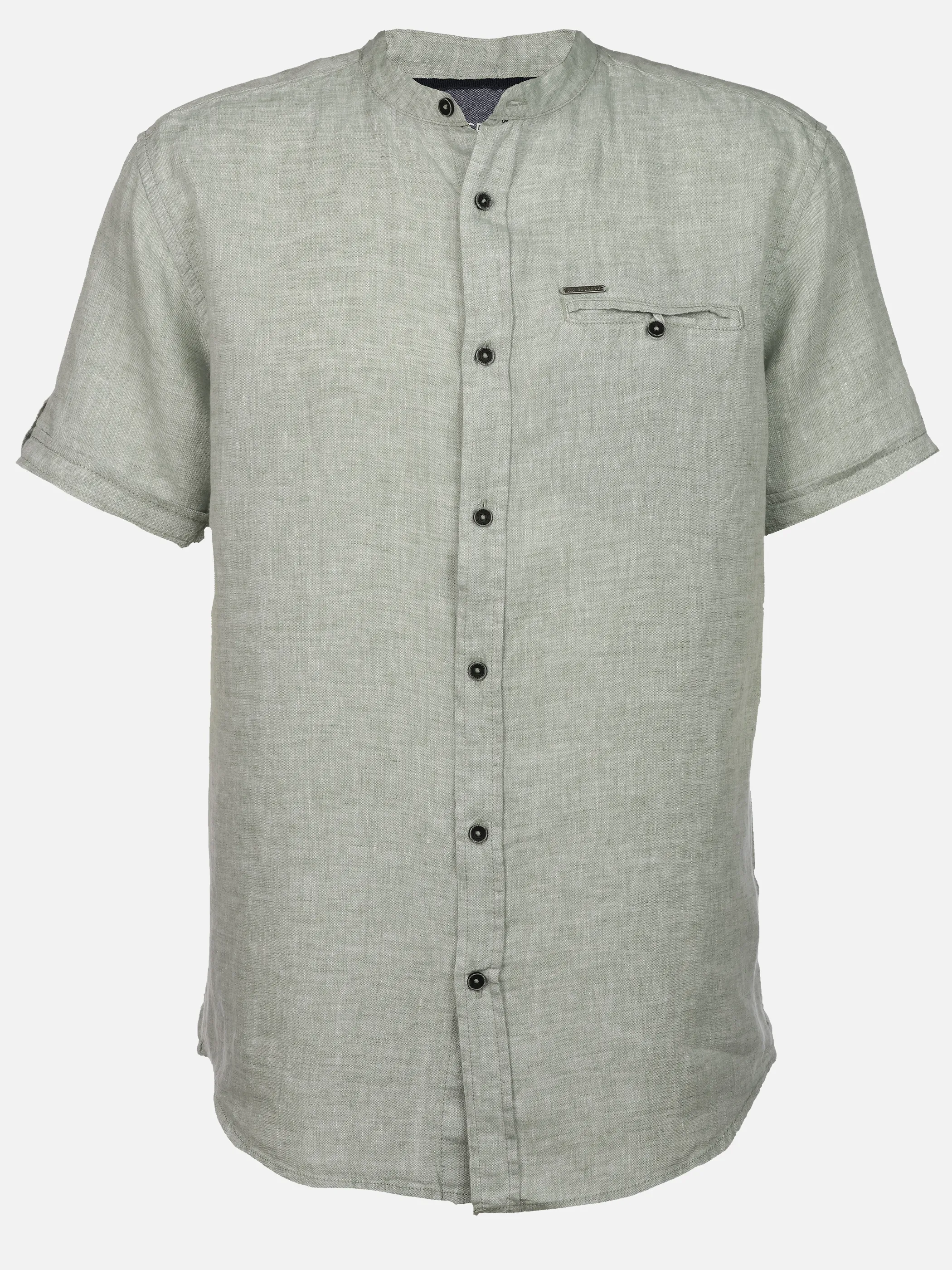 Jim Spencer He. Leinenhemd 1/2 Arm Stehkragen Grün 922239 MINT 1