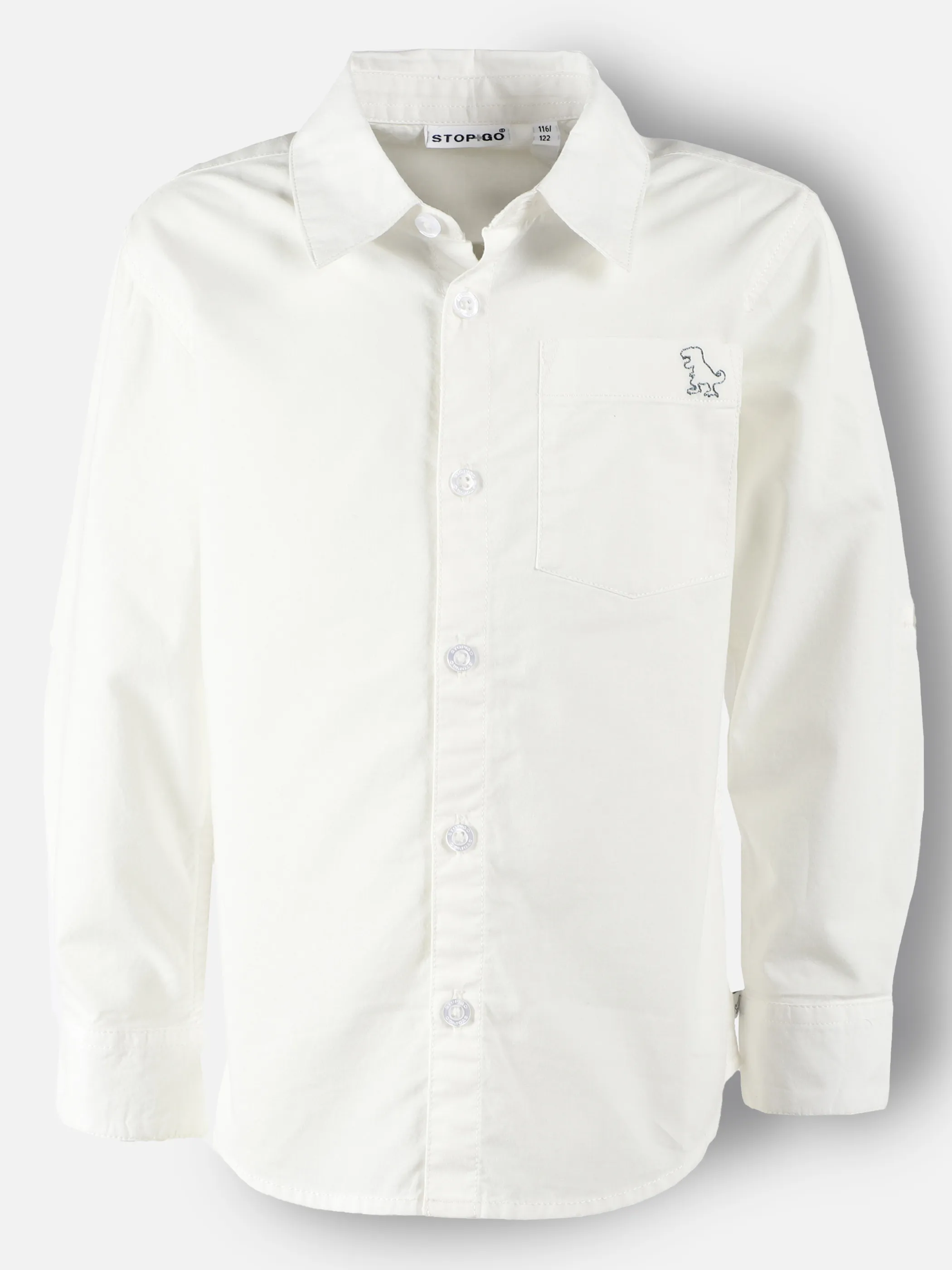 Stop + Go KJ Hemd mit Brusttasche und Dino Stickerei in weiß Weiß 905525 OFFWHITE 1 Stop + Go KJ Hemd mit Brusttasche und Dino Stickerei in weiß Weiß 905525 OFFWHITE 1