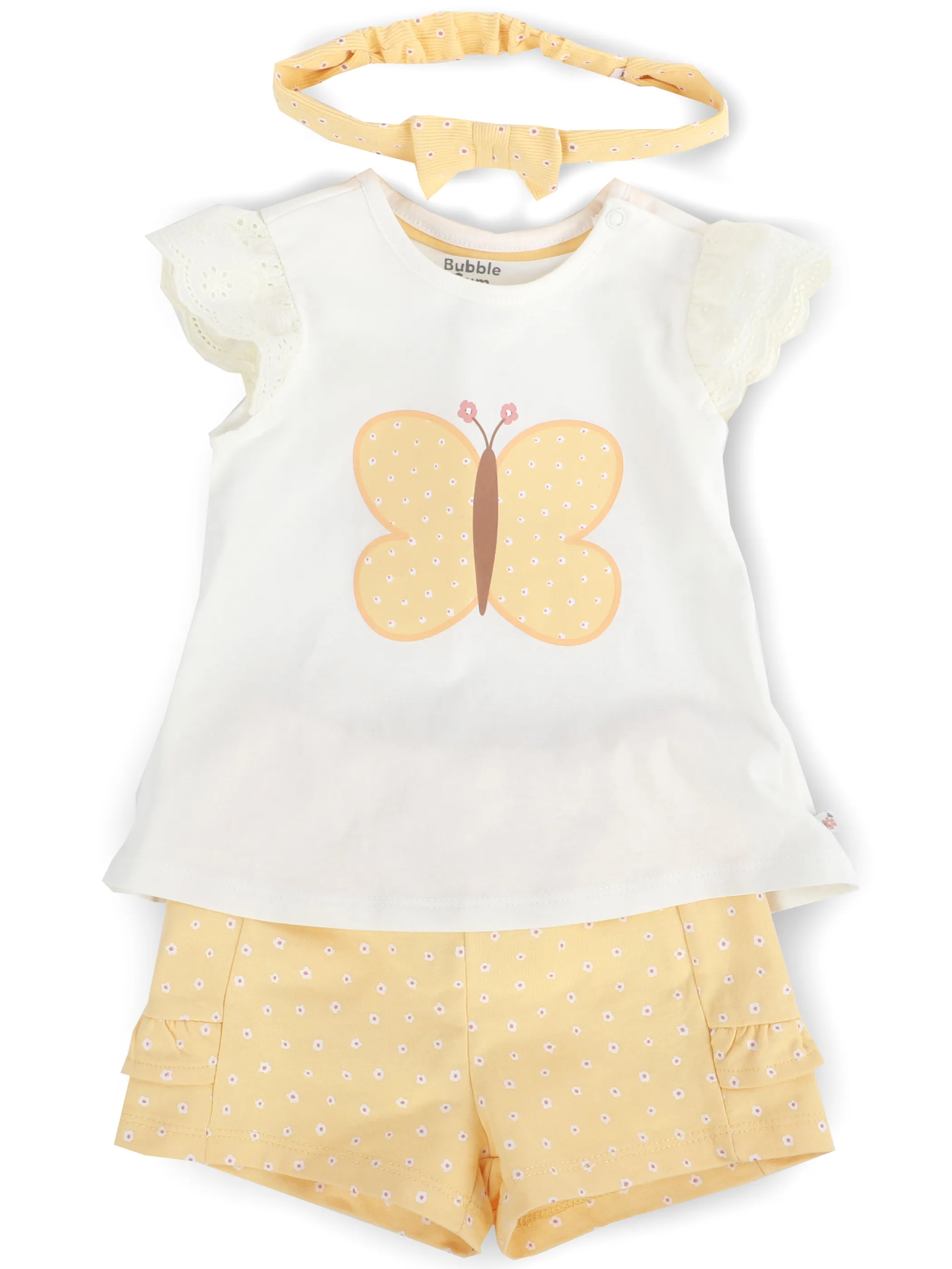 Bubble Gum BM Set Shirt mit schmerterlingprint+Hose+Haarband Gelb 909816 GELB/WEIß 1