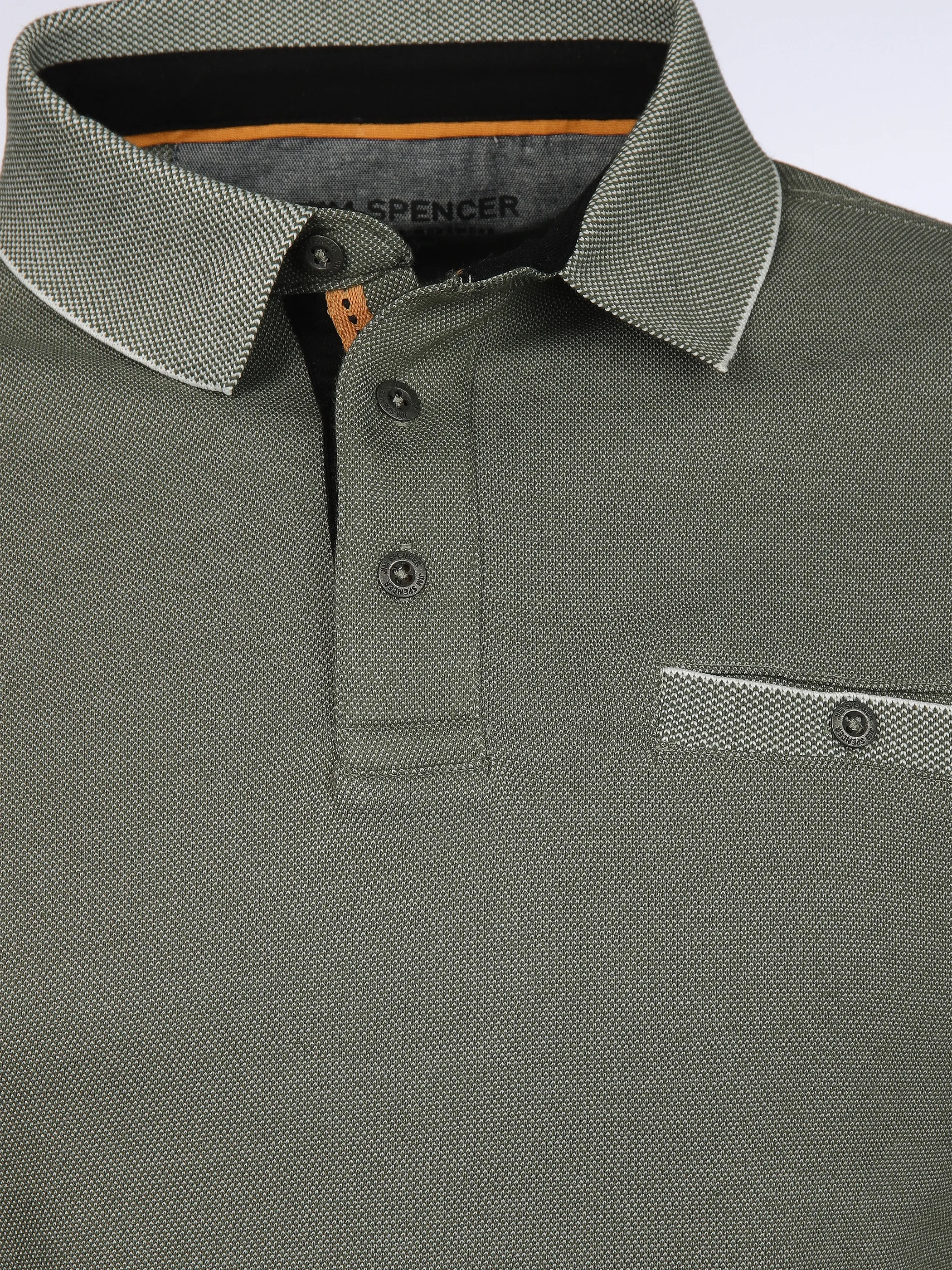 Jim Spencer He. Poloshirt 1/1 Arm Jacquard Oliv 866258 KHAKI 3