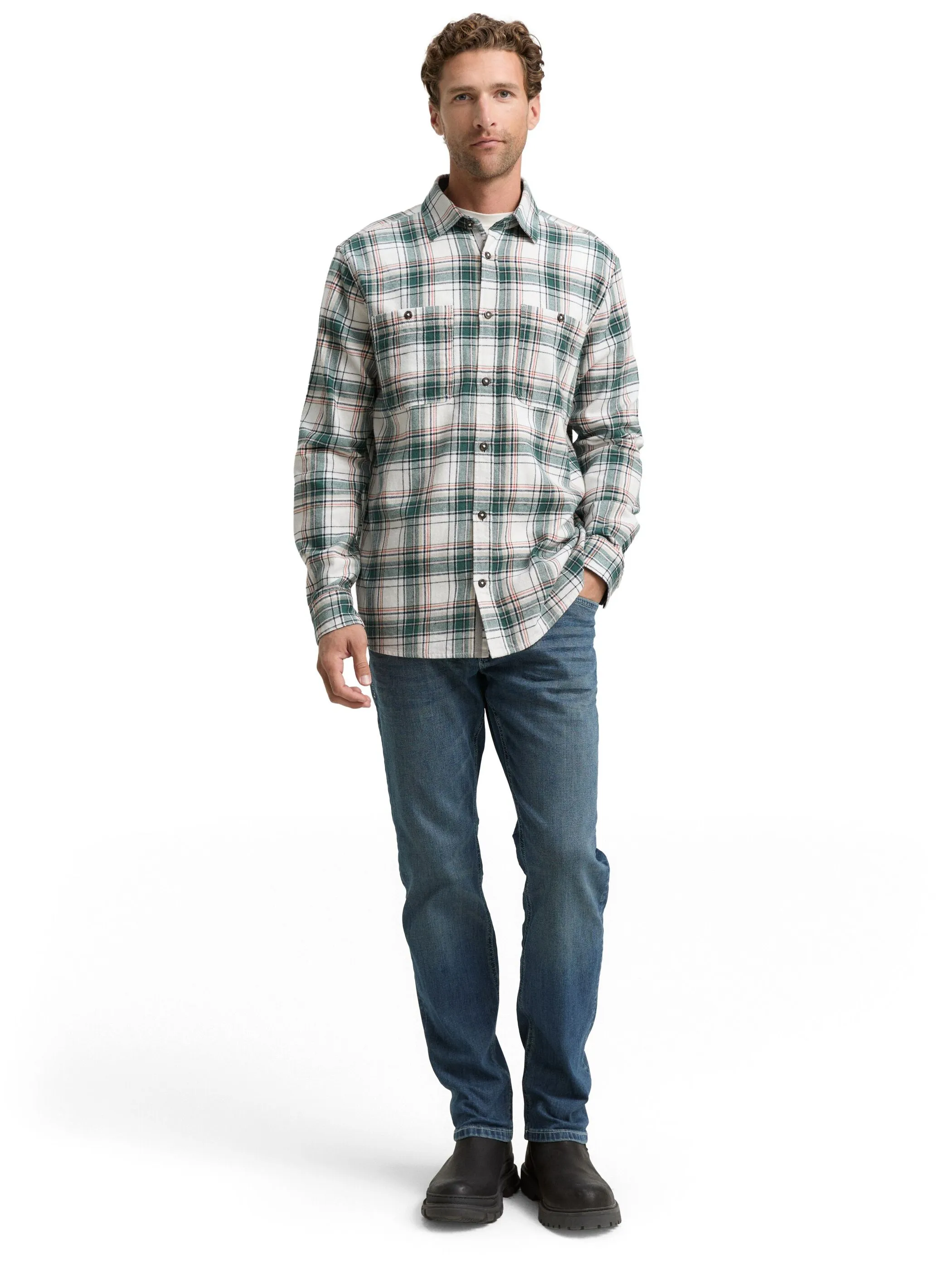 Tom Tailor 1047337 comfort checked shirt Weiß 914818 38515 4