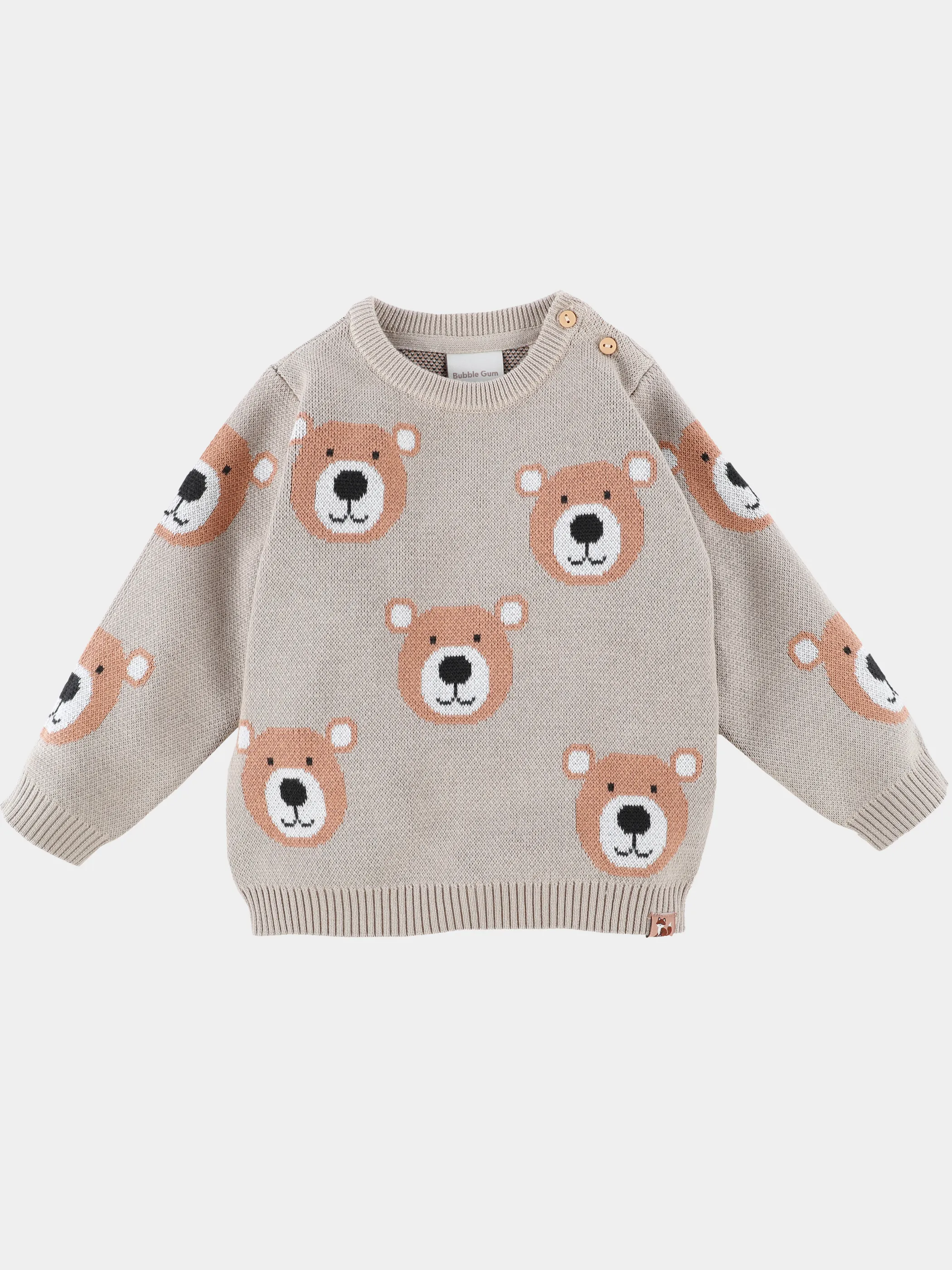 Bubble Gum BJ Jacquard Sweater mit Teddy Print in braun Braun 915202 BROWN 1