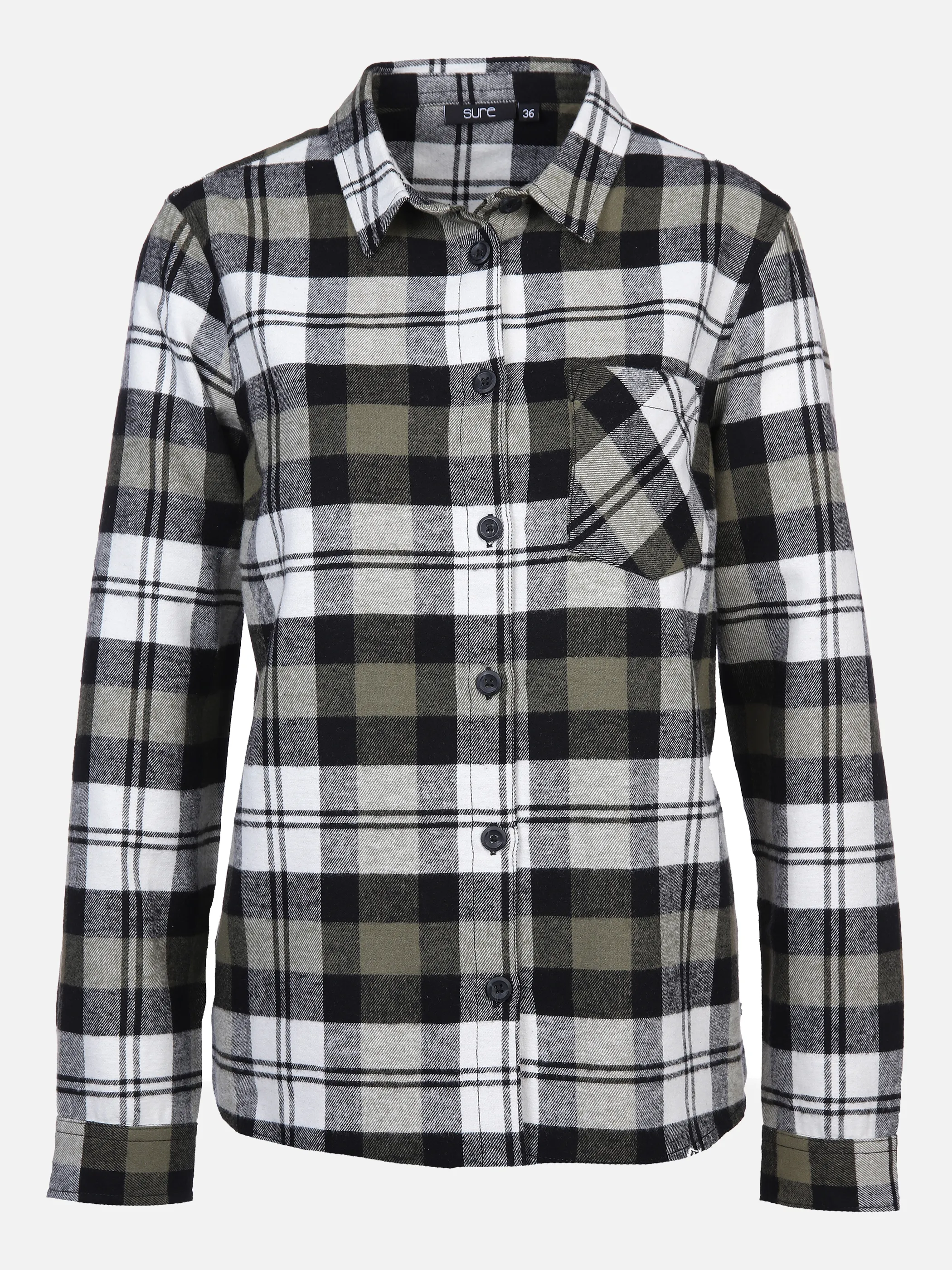 Sure Da-Flanellhemd m.Knöpfen Schwarz 868564 CHECK 2 1