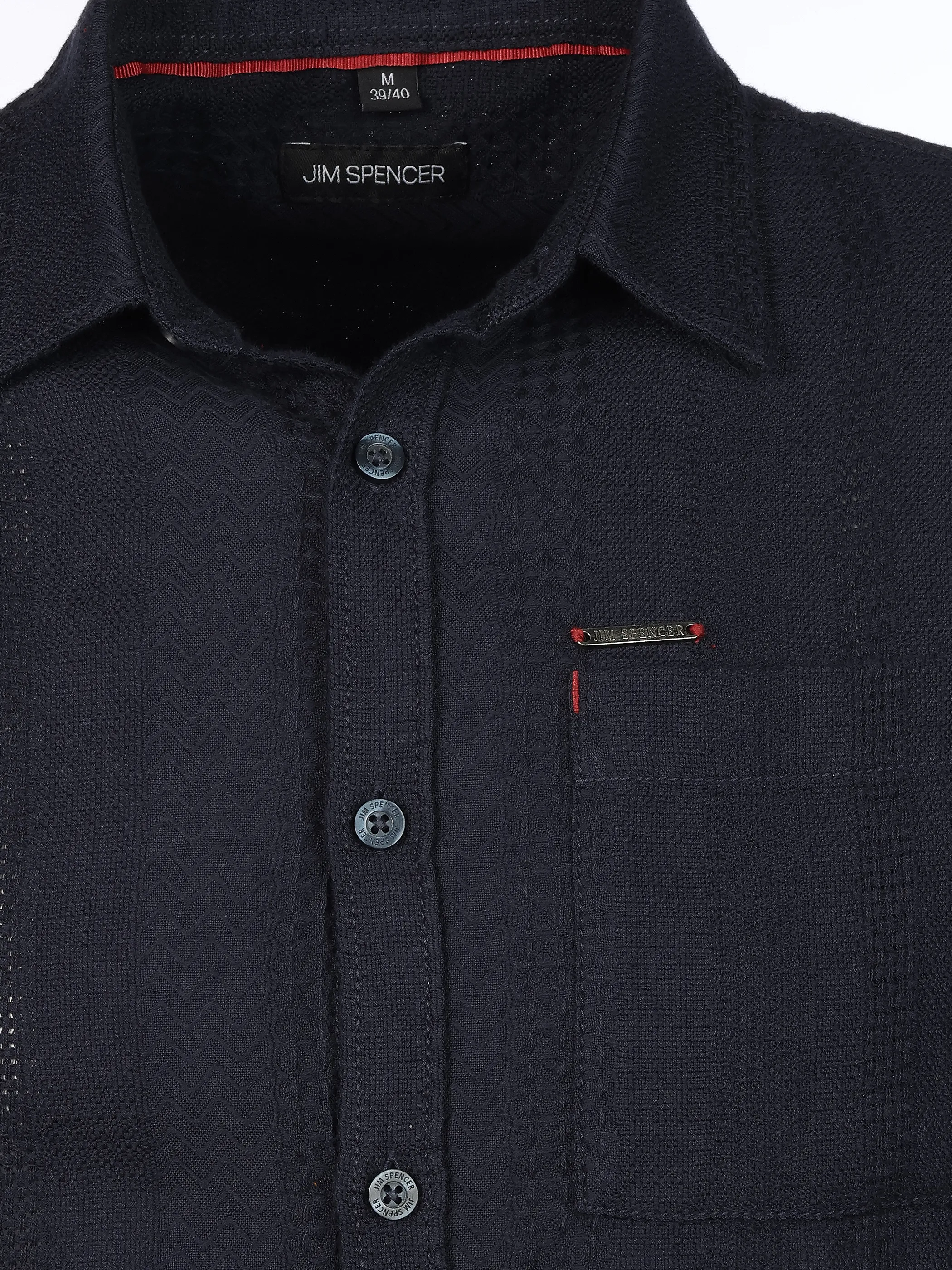 Jim Spencer He. Jaquardhemd 1/2 Arm Resort Blau 925085 NAVY UNI 3