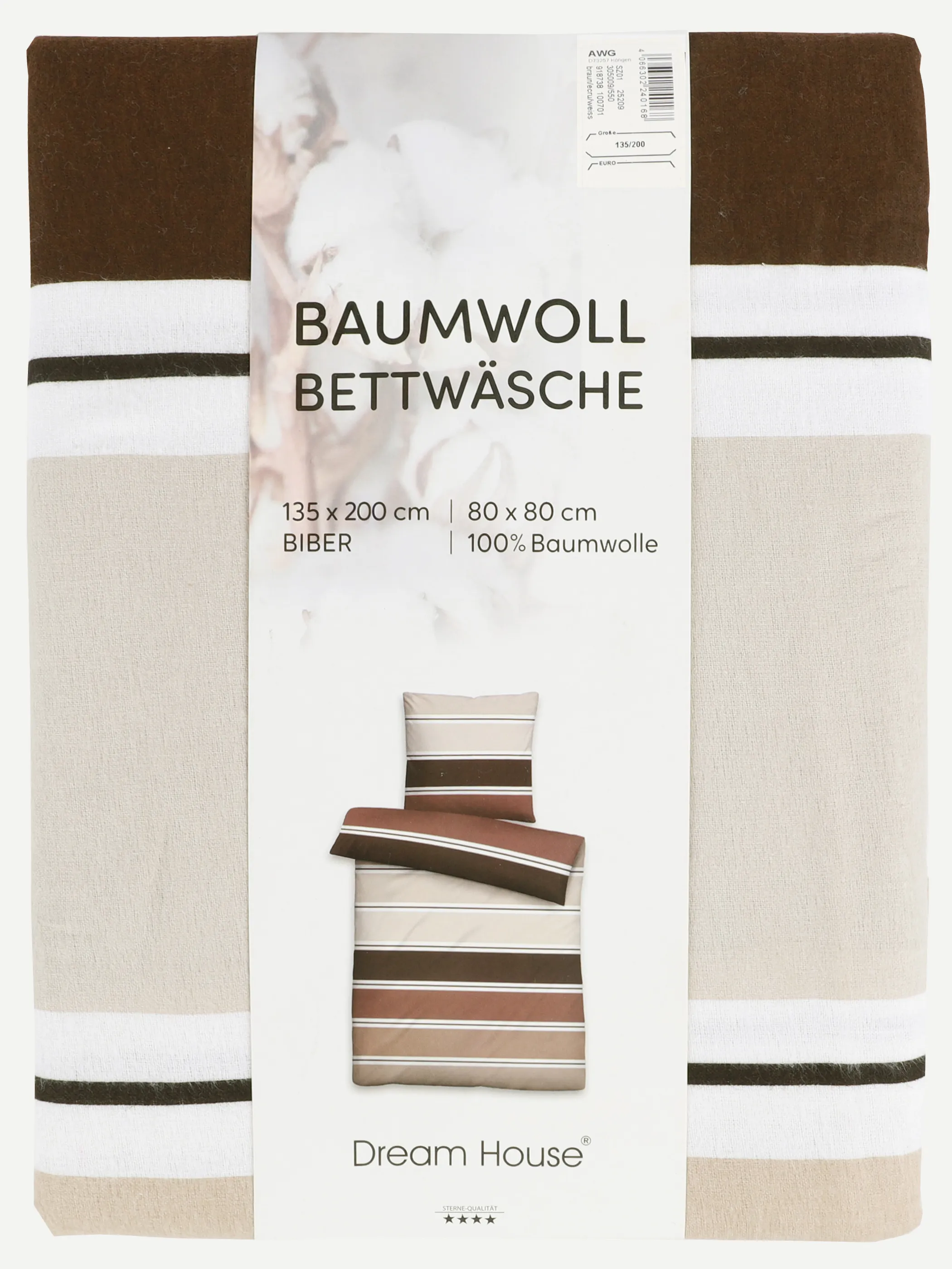 AWG Mode - Biber Bettwäsche, 135x200cm | BRAUN | 135/200