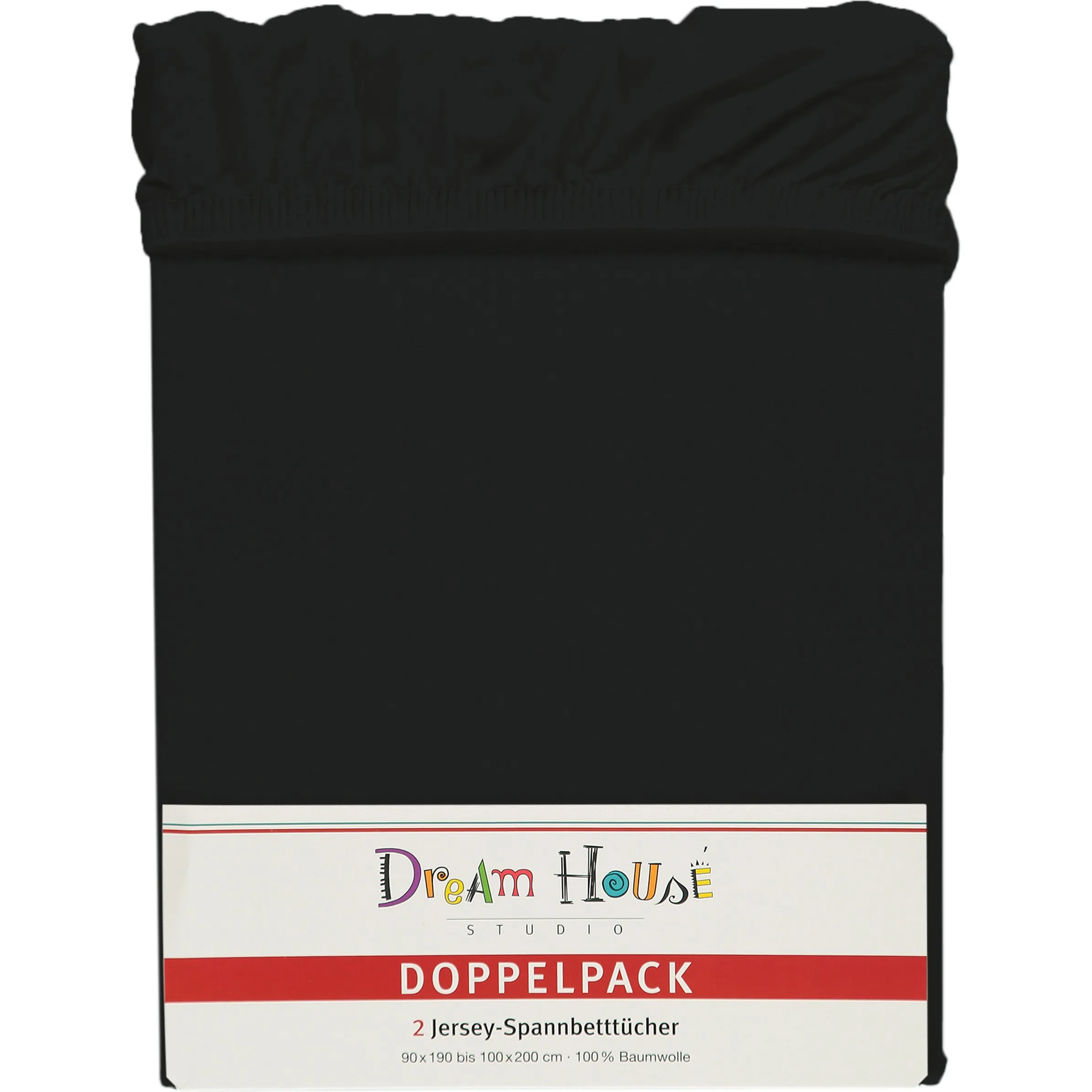 Dream House 2er Pack Jersey Spannbetttuch Schwarz 701277 899 1